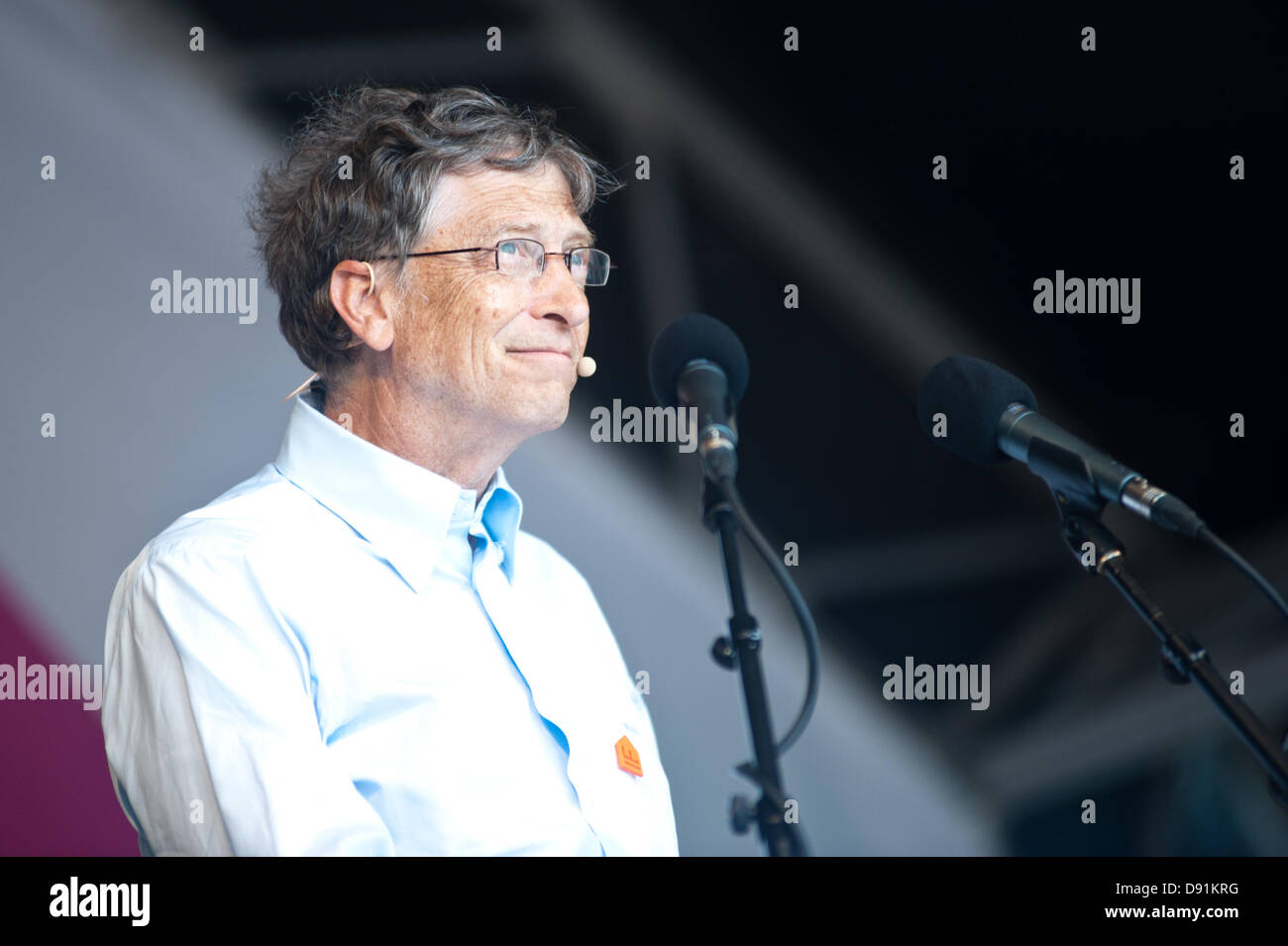 Londres, UK - 8 juin 2013 : Bill Gates s'adresse à la foule pendant le rassemblement à Hyde Park, l'arraisonnement de percée majeure dans la lutte contre la malnutrition. Credit : Piero Cruciatti/Alamy Live News Banque D'Images