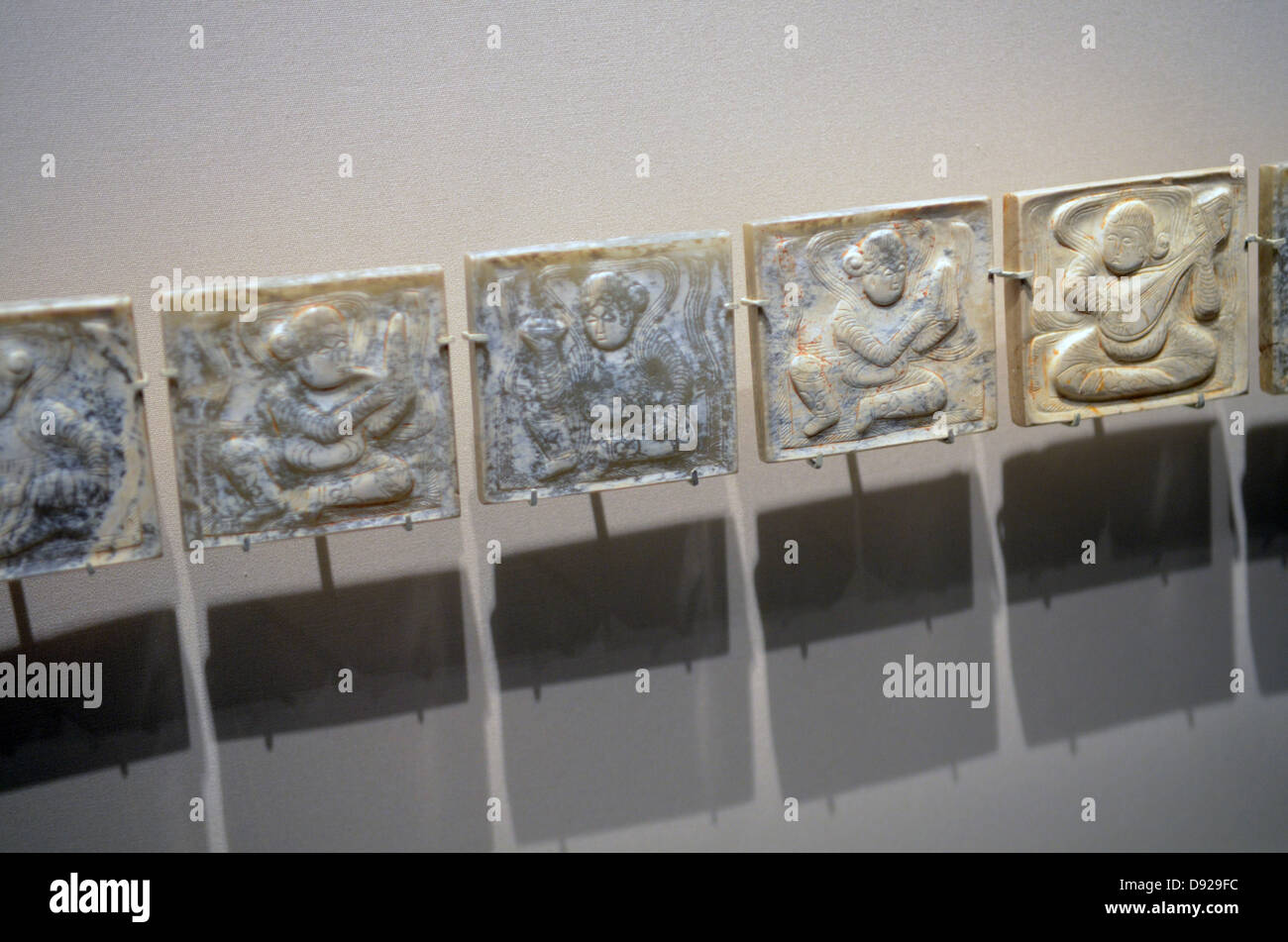 Plaques de ceinture de Jade, Dynastie Tang. Metropolitan Museum de New York, Manhattan, New York City Banque D'Images