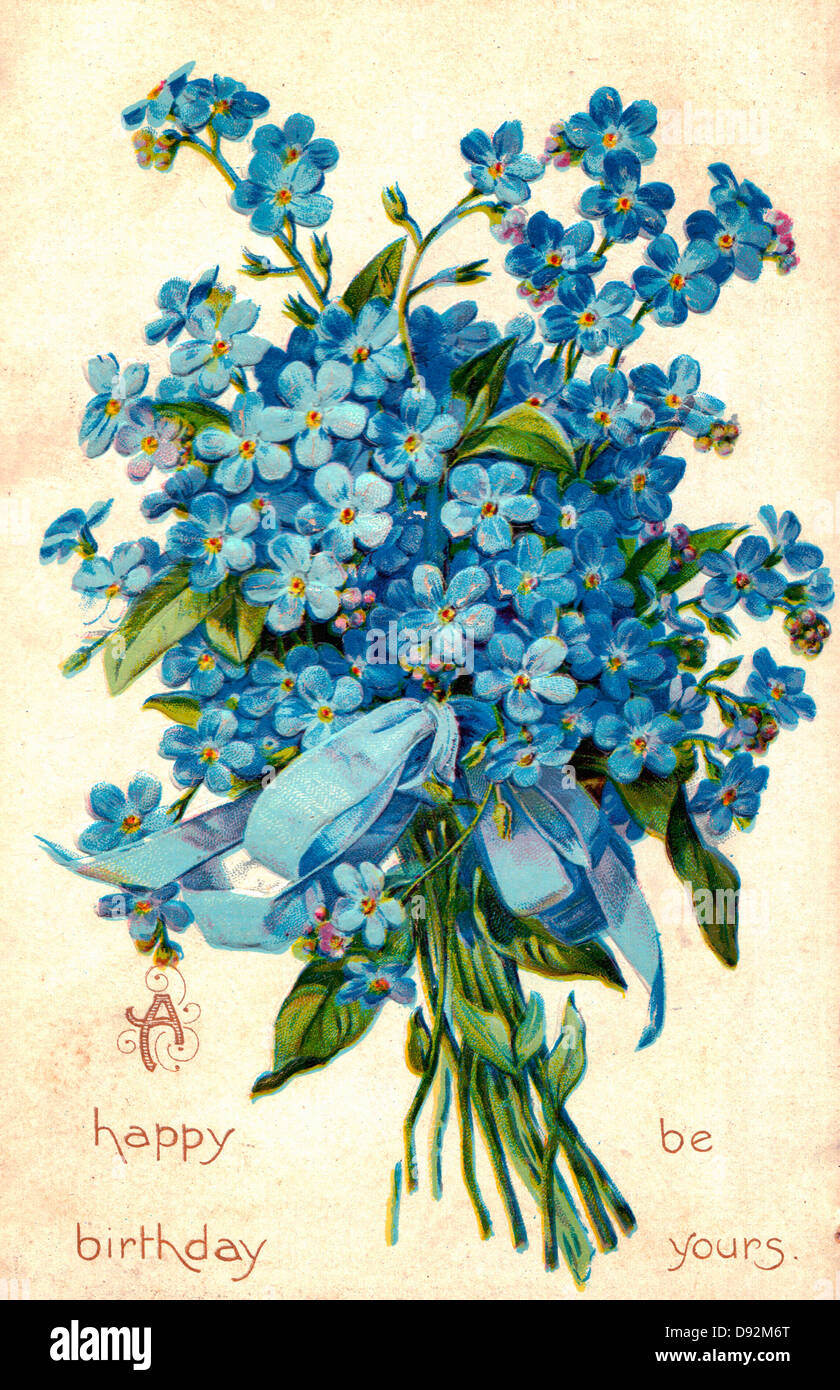 Un Joyeux Anniversaire A Toi Carte Vintage Avec Des Fleurs Photo Stock Alamy