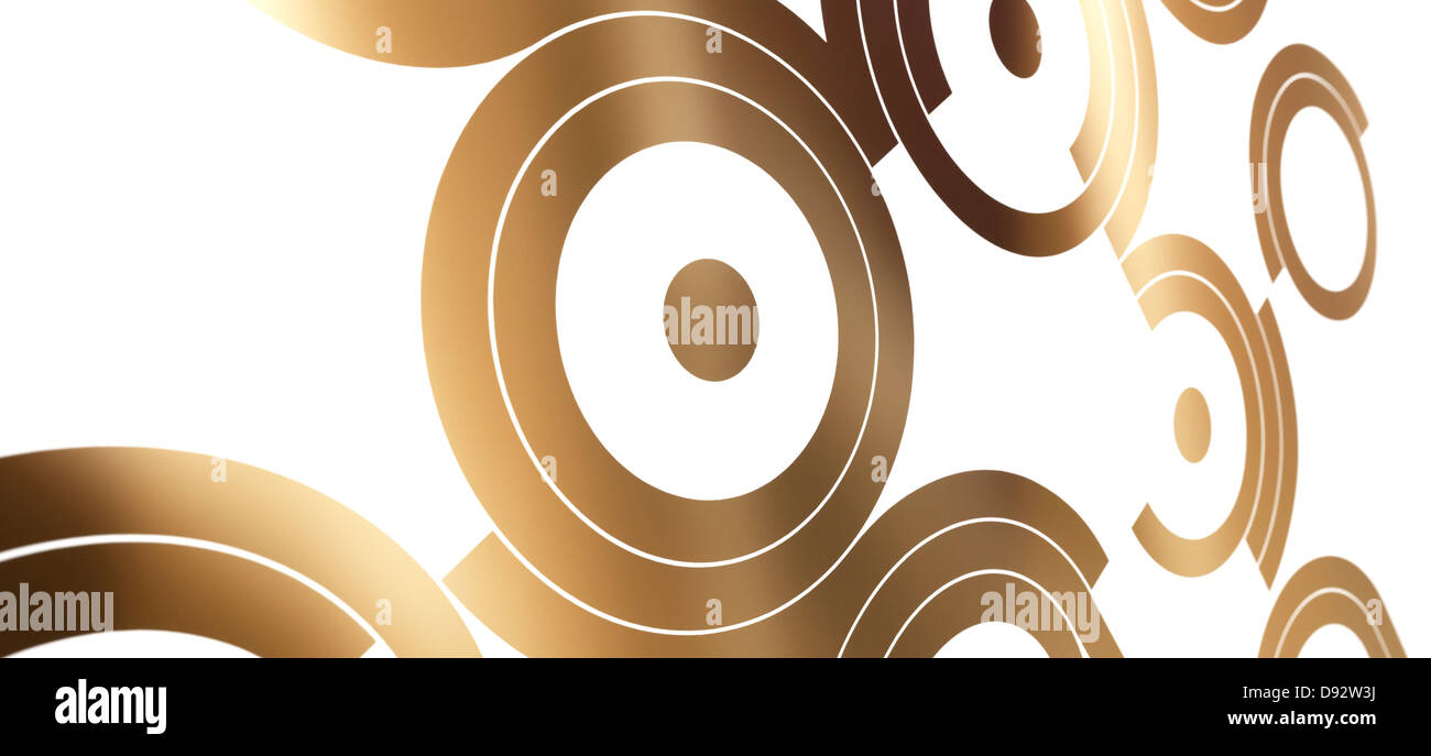 Pop art design de cercle d'or sur fond blanc Banque D'Images