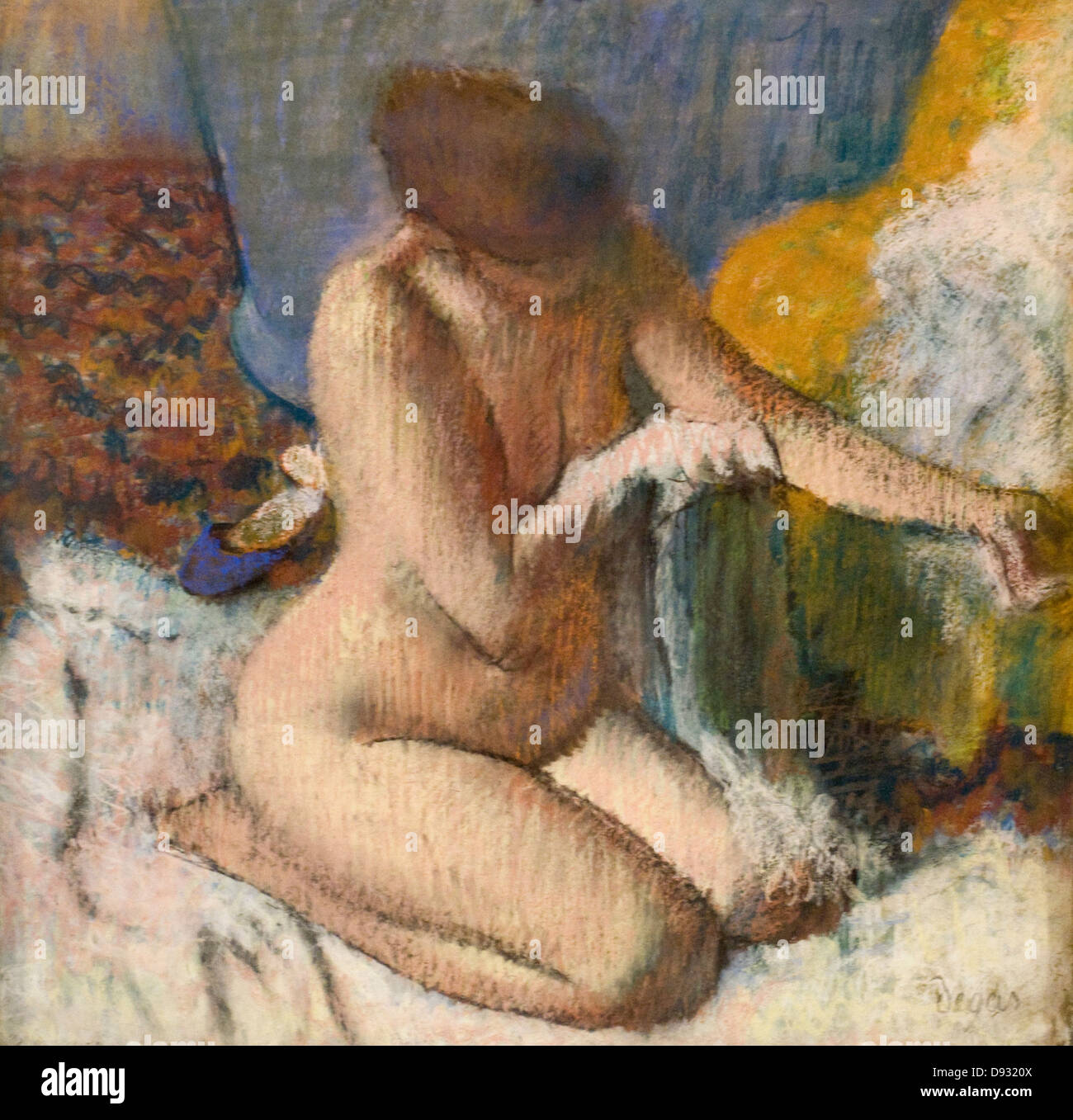 Edgar Degas La sortie de bain - le bain XIX Siècle Paris - Musée du Louvre Banque D'Images