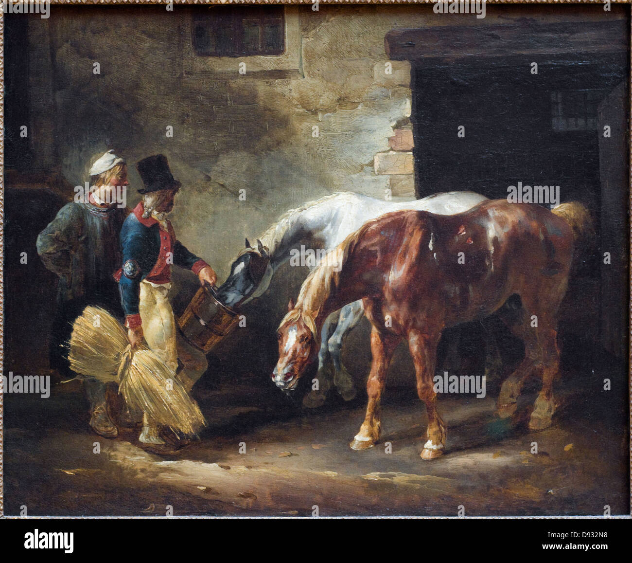 Théodore Géricault Deux chevaux de poste à la porte d'une écurie - deux-chevaux à la porte d'une écurie XIX ème siècle 1823 Banque D'Images
