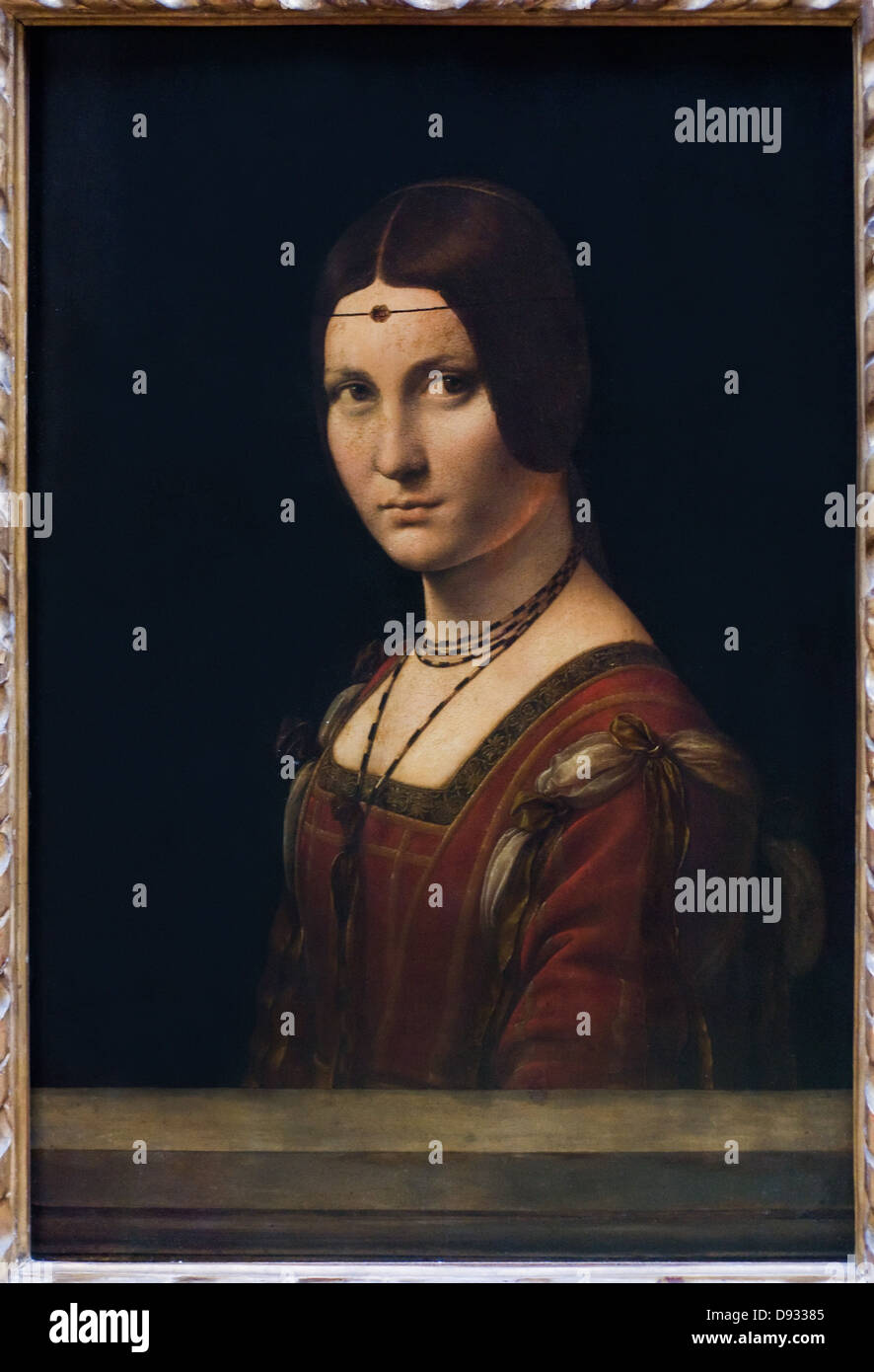 Léonardo da Vinci Portrait de femme aka La Belle Ferronnière autour de 1495 - 1499 huile sur toile école italienne Banque D'Images
