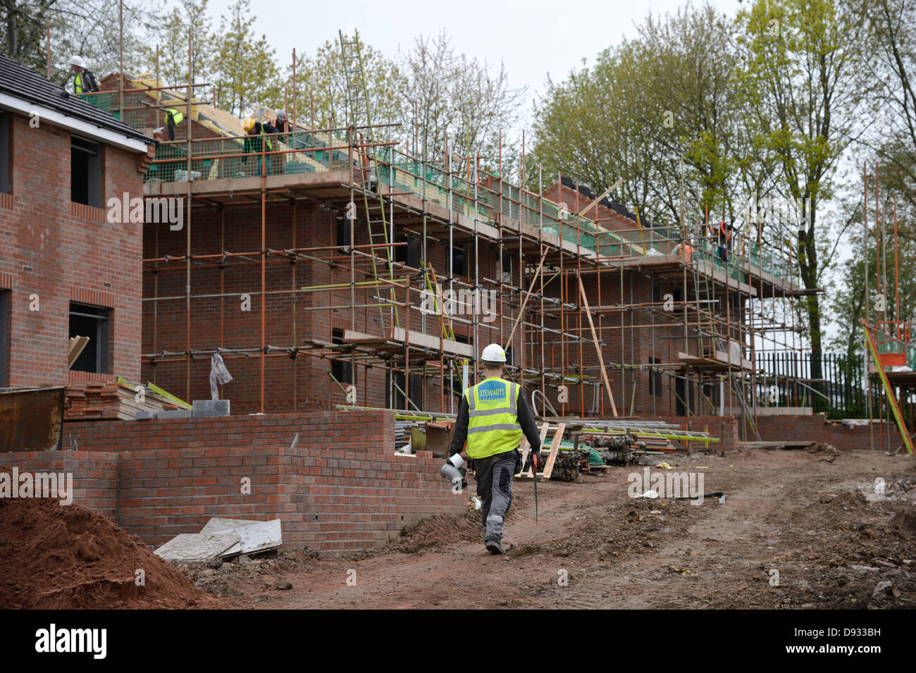 Un chantier de construction de nouvelles maisons sur le développement résidentiel dans les Midlands Banque D'Images