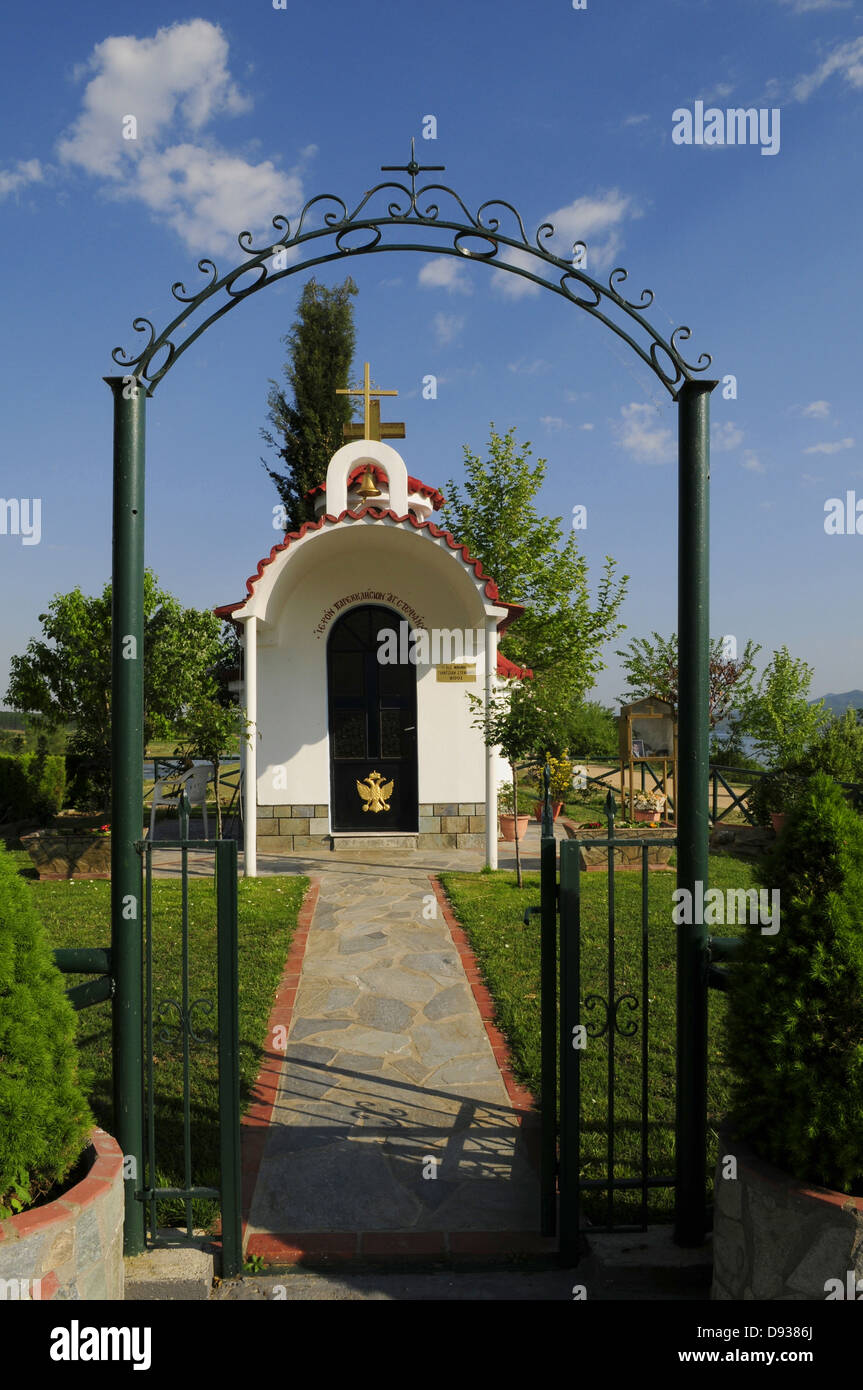 Petite chapelle, le lac Kerkini, Macédoine, Grèce Banque D'Images