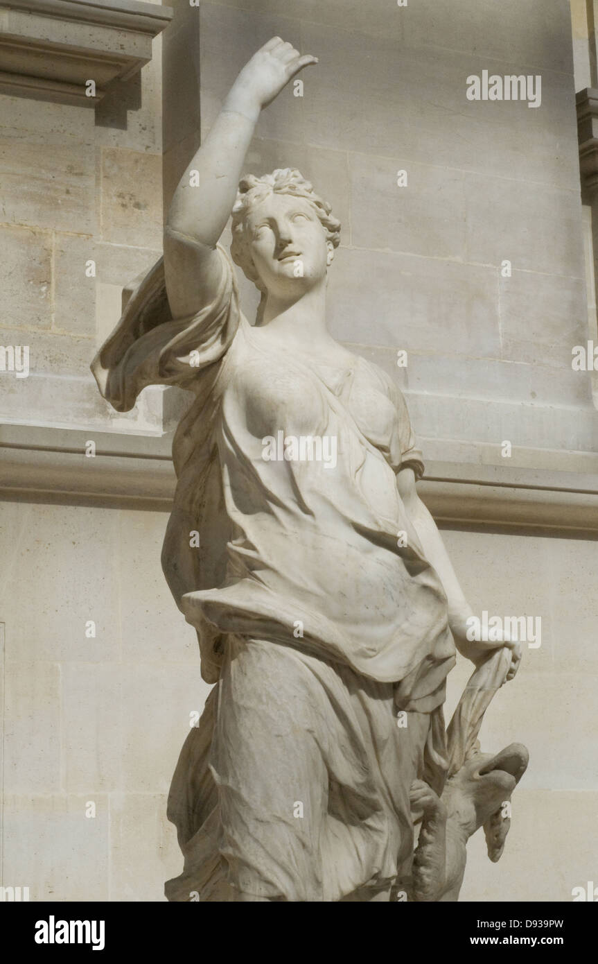 Anselme Flamen Compagne de Diane - Compagnon de Diana XVIII ème siècle en marbre sculpture française Ministère - Cour Marly Louvre Mu Banque D'Images