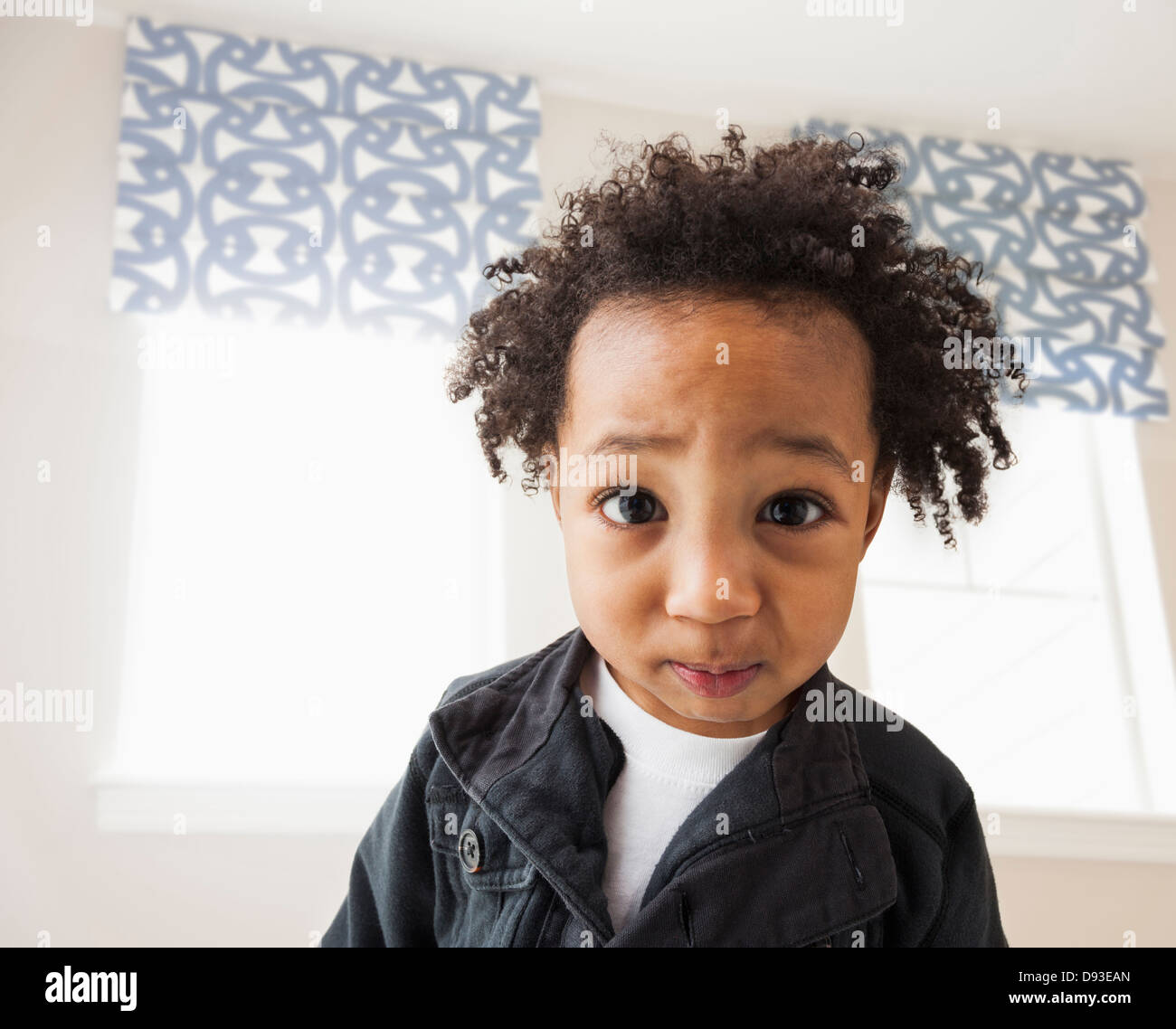 Close up of mixed race boy's face Banque D'Images