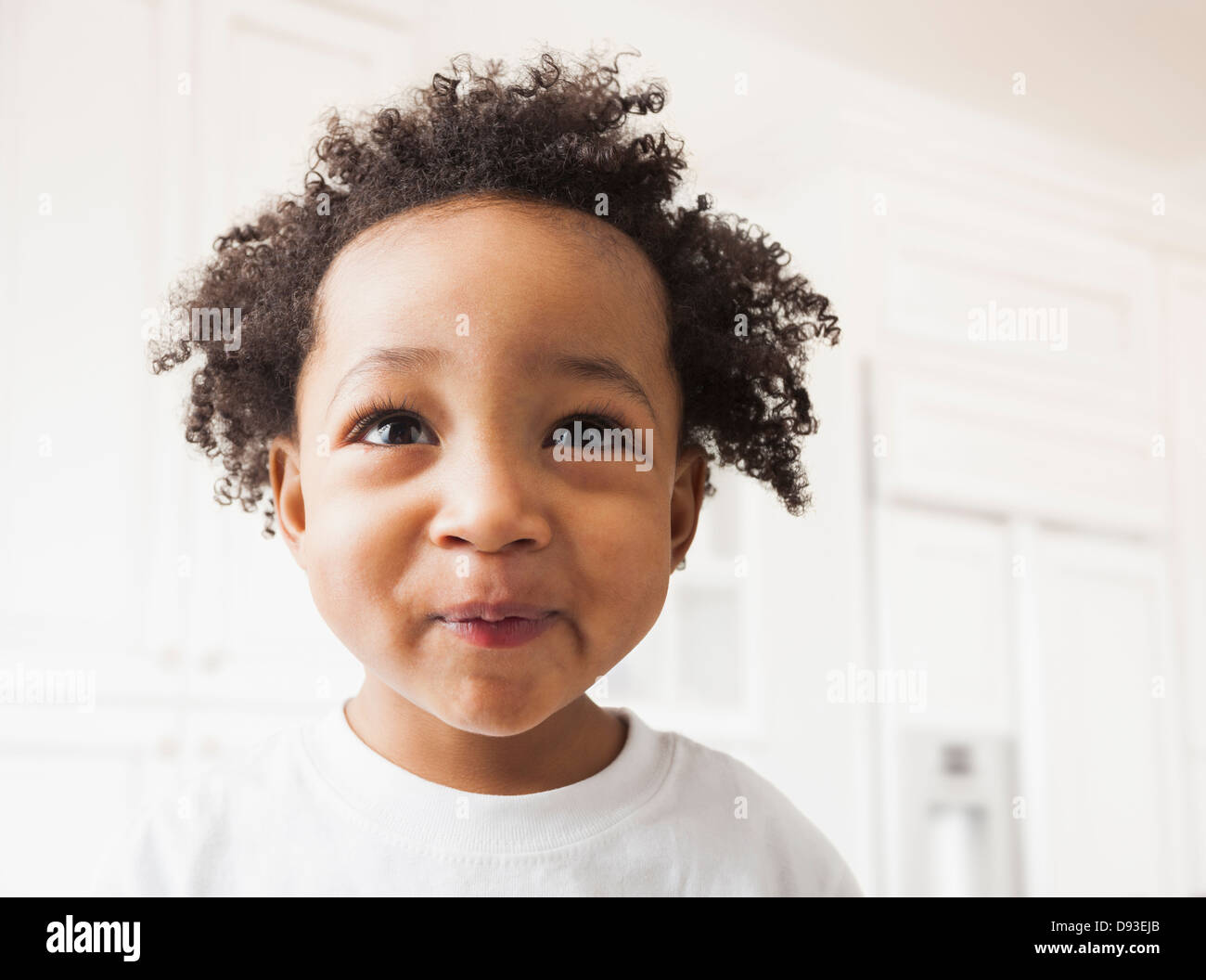 Close up of mixed race boy's face Banque D'Images