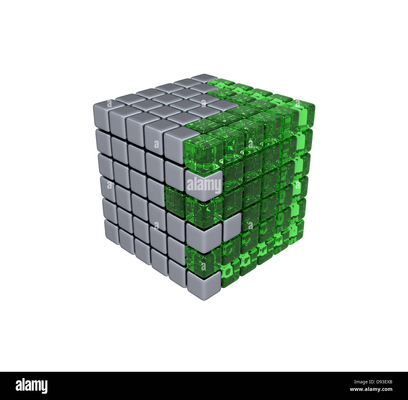 Cube 3D - Assemblée générale - Verre et métal vert Banque D'Images