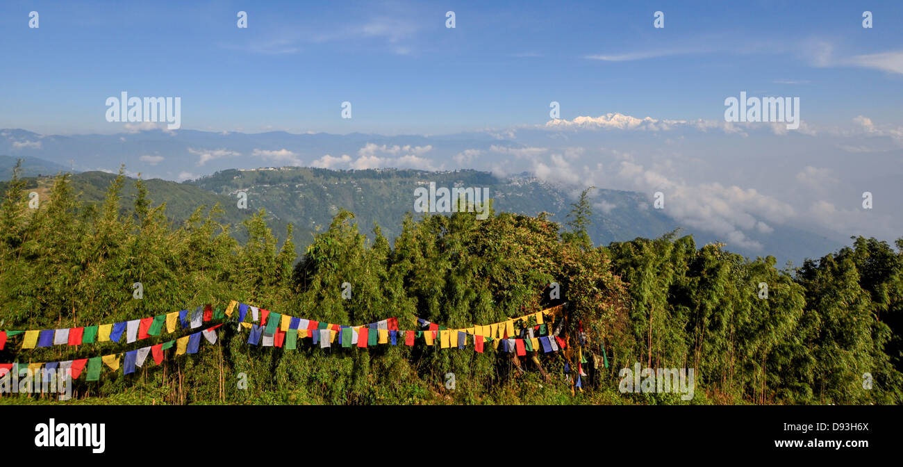 Darjeeling, West Bengal, India drapeaux de prière Banque D'Images