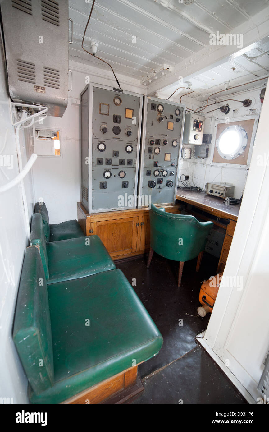 Prix de la communication à l'intérieur du SS Soldek navires industriels, une partie de la musée maritime polonais à Gdansk, Pologne. Banque D'Images