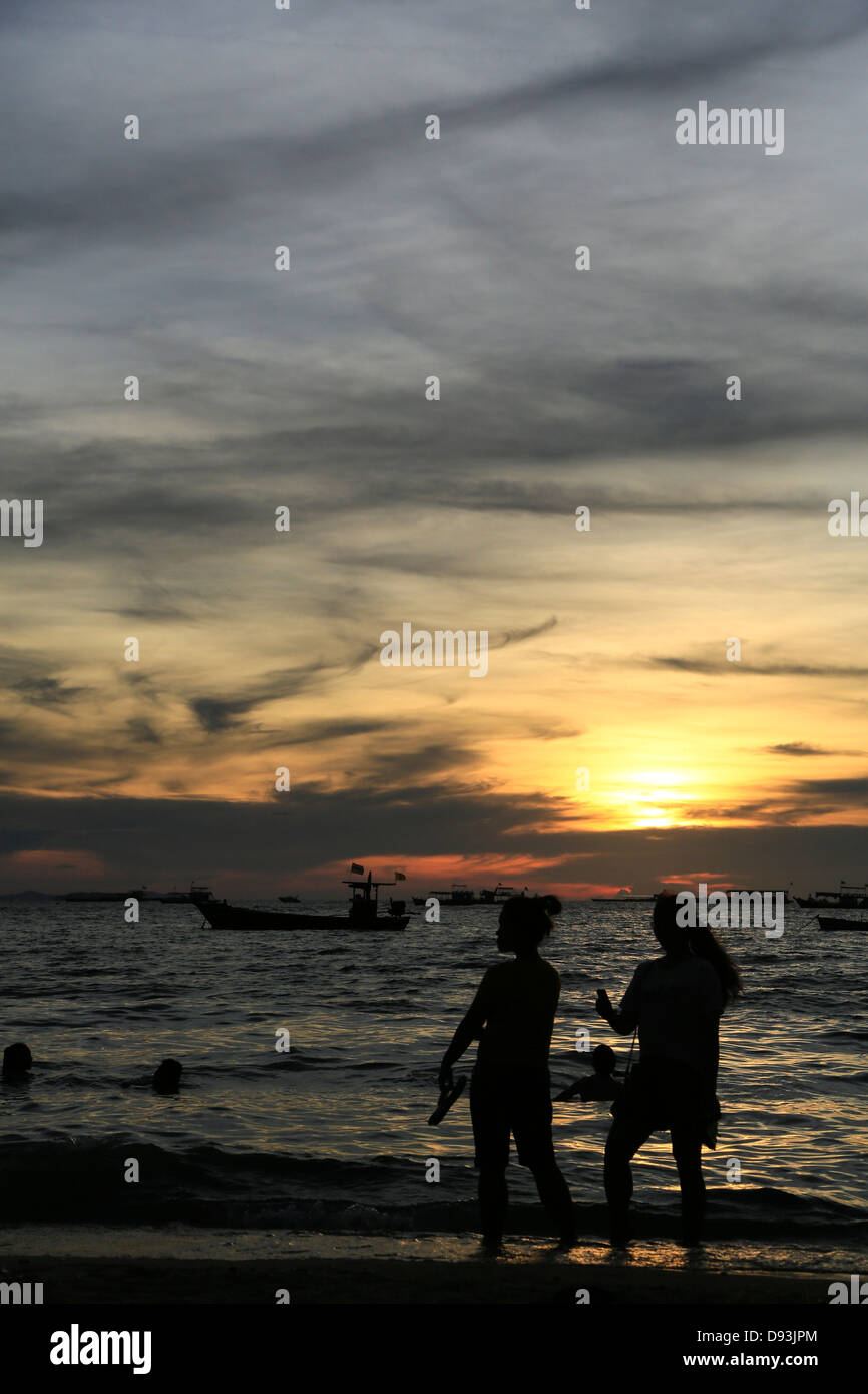 Coucher de soleil sur Pattaya en Thaïlande Banque D'Images