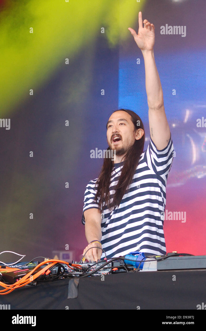 Le Loch Ness, en Écosse : Steve Aoki effectue au RockNess festival musique près d'Inverness - Samedi 8 Juin 2013 Banque D'Images