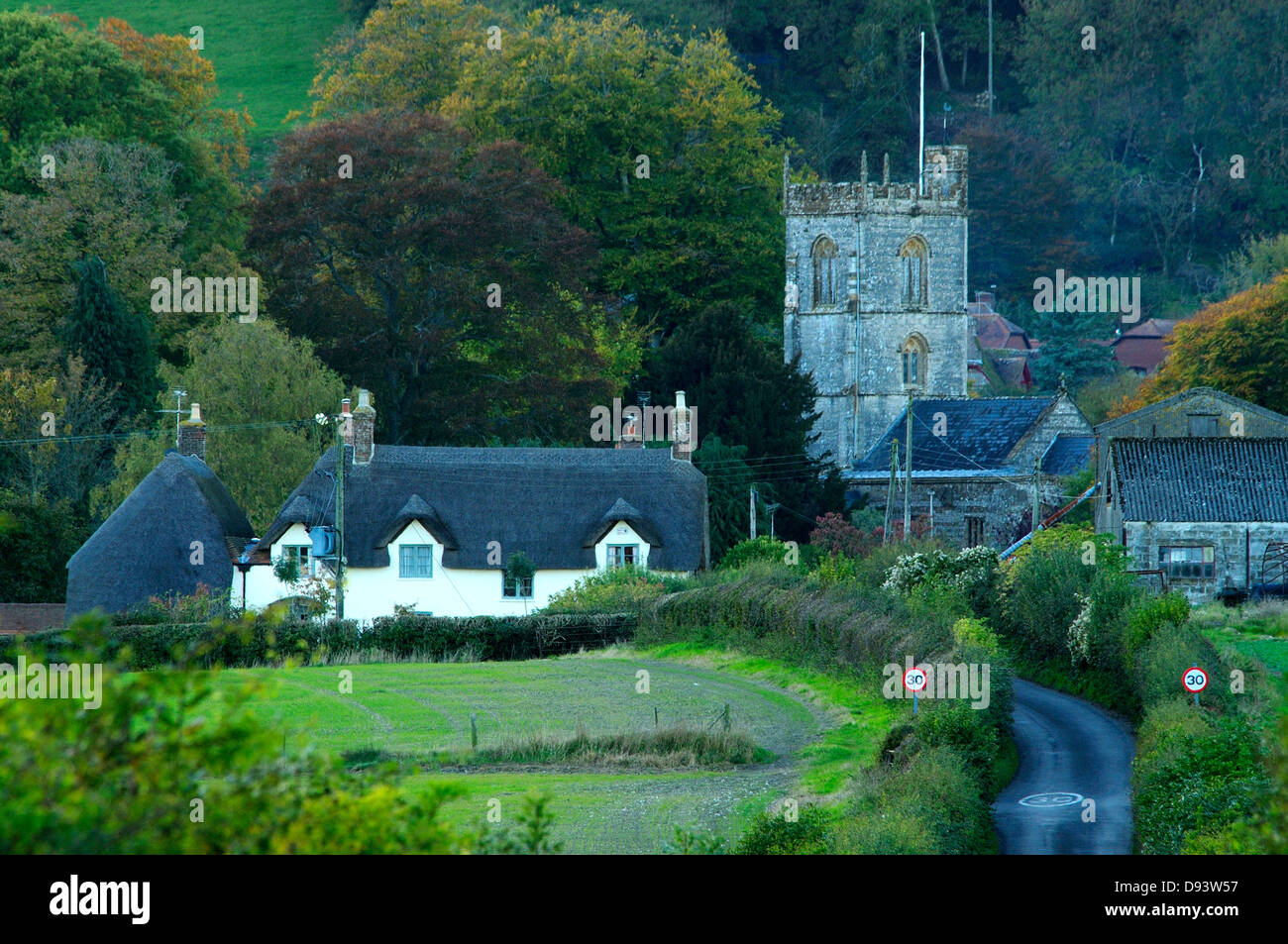 Une vue sur le village d'Hilton Dorset Banque D'Images Une vue sur le village d'Hilton Dorset Banque D'Images