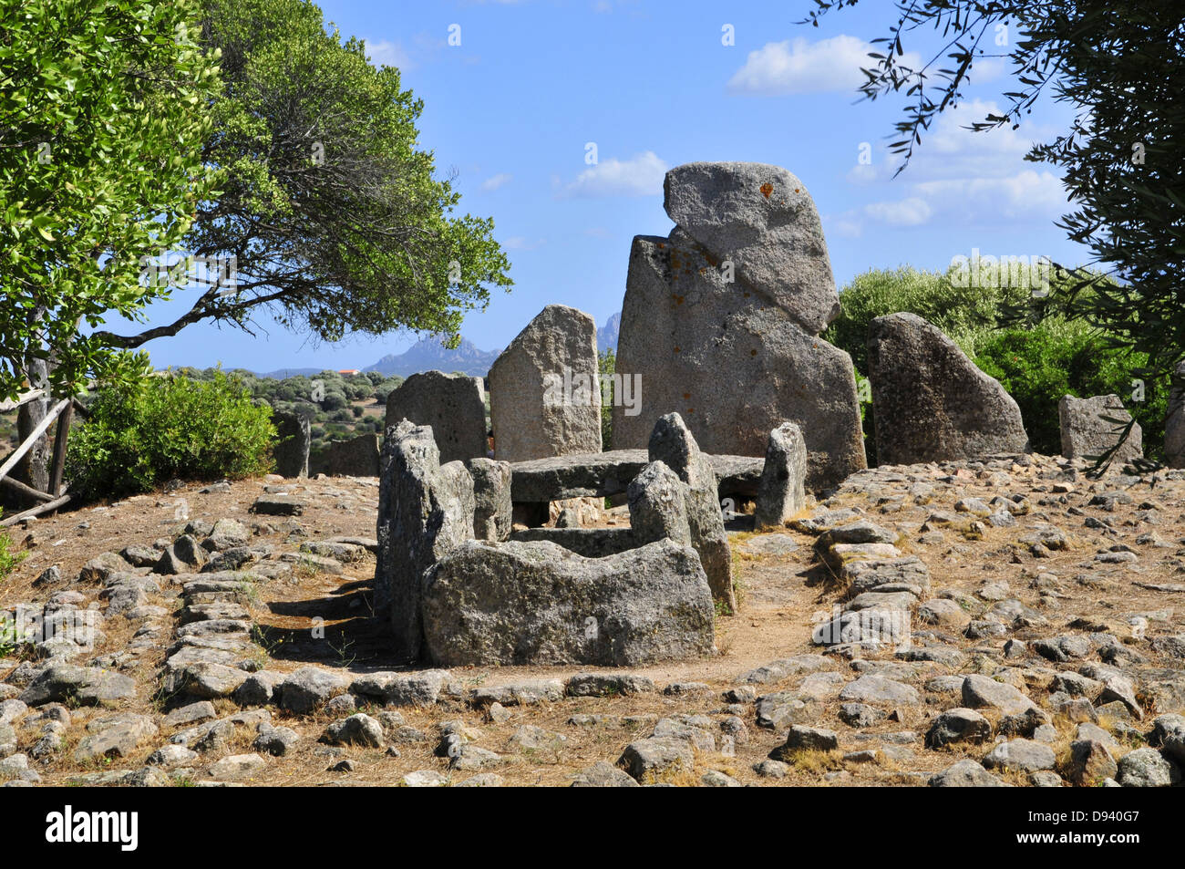 Tombe du géant Li Lolghi, à Arzachena, Gallura, Sardaigne, Italie Banque D'Images