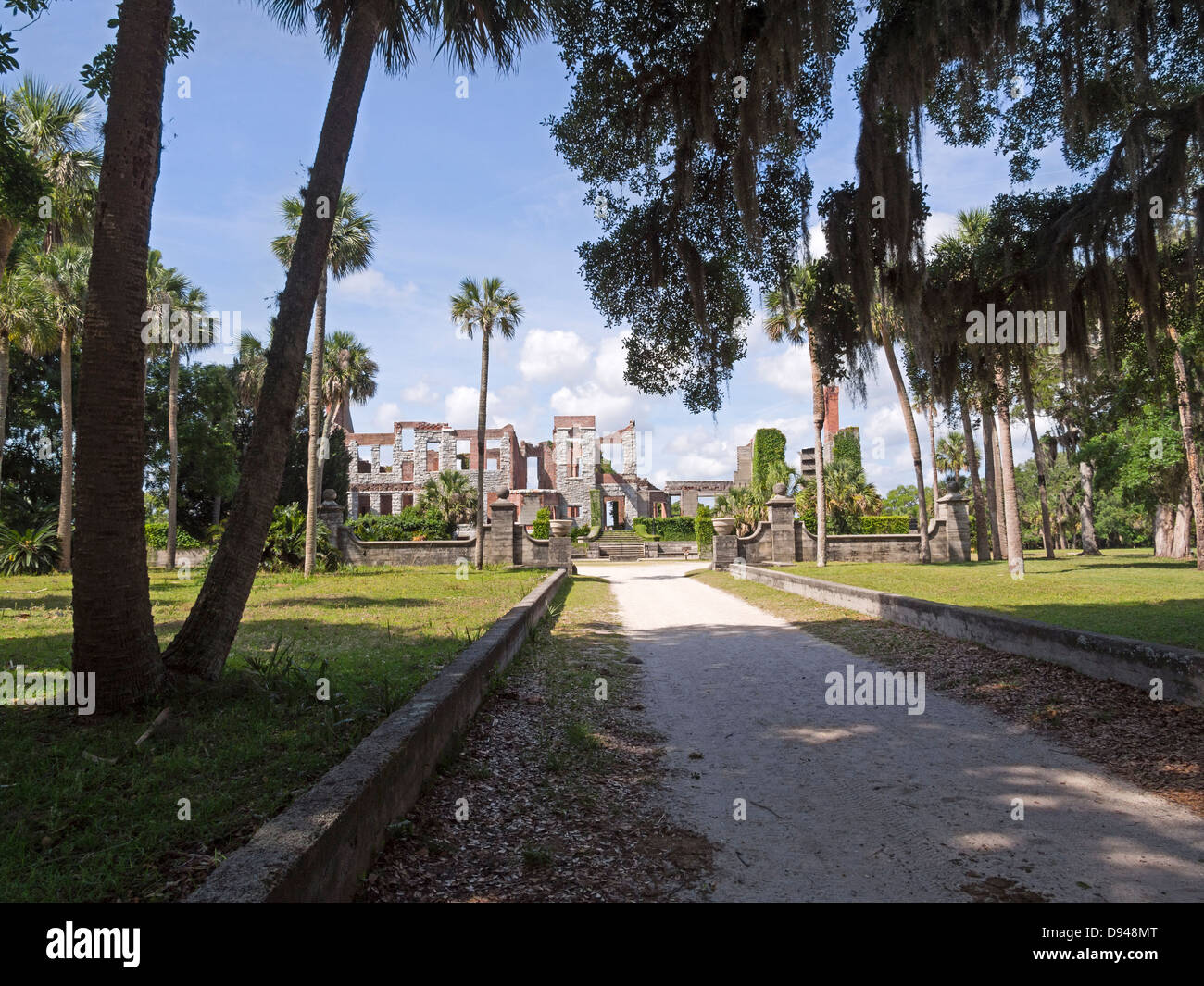 Ruines de l'hôtel particulier de dormeurs, Cumberland Island, en Géorgie. Banque D'Images