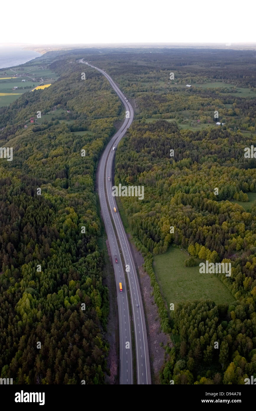 Une autoroute, Smaland, Suède. Banque D'Images