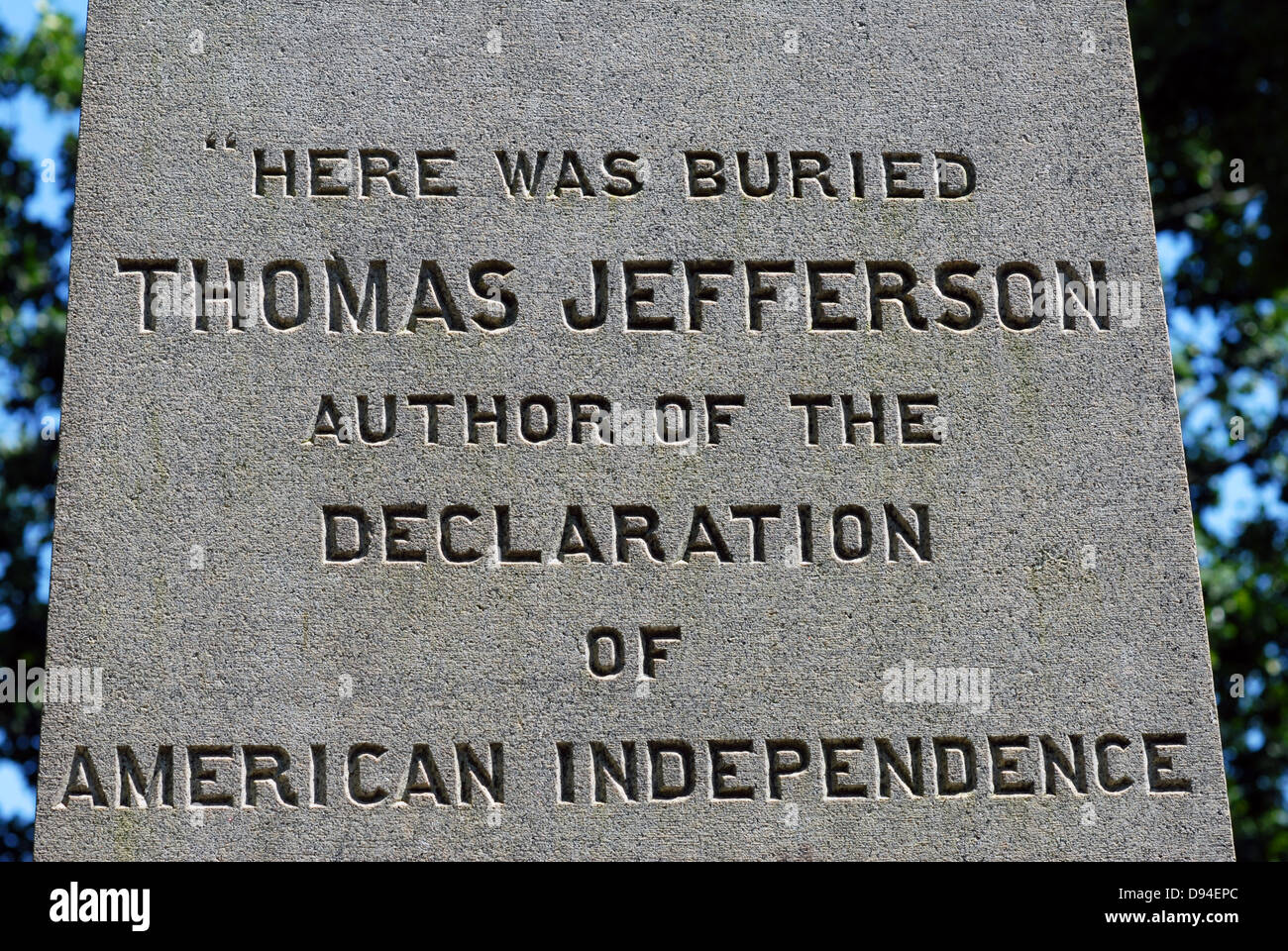 La tombe de Thomas Jefferson et de cimetière à Monticello près de Charlottesville, Virginia, USA. Banque D'Images