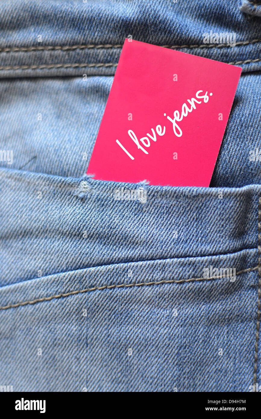 Jean avec une étiquette Banque D'Images