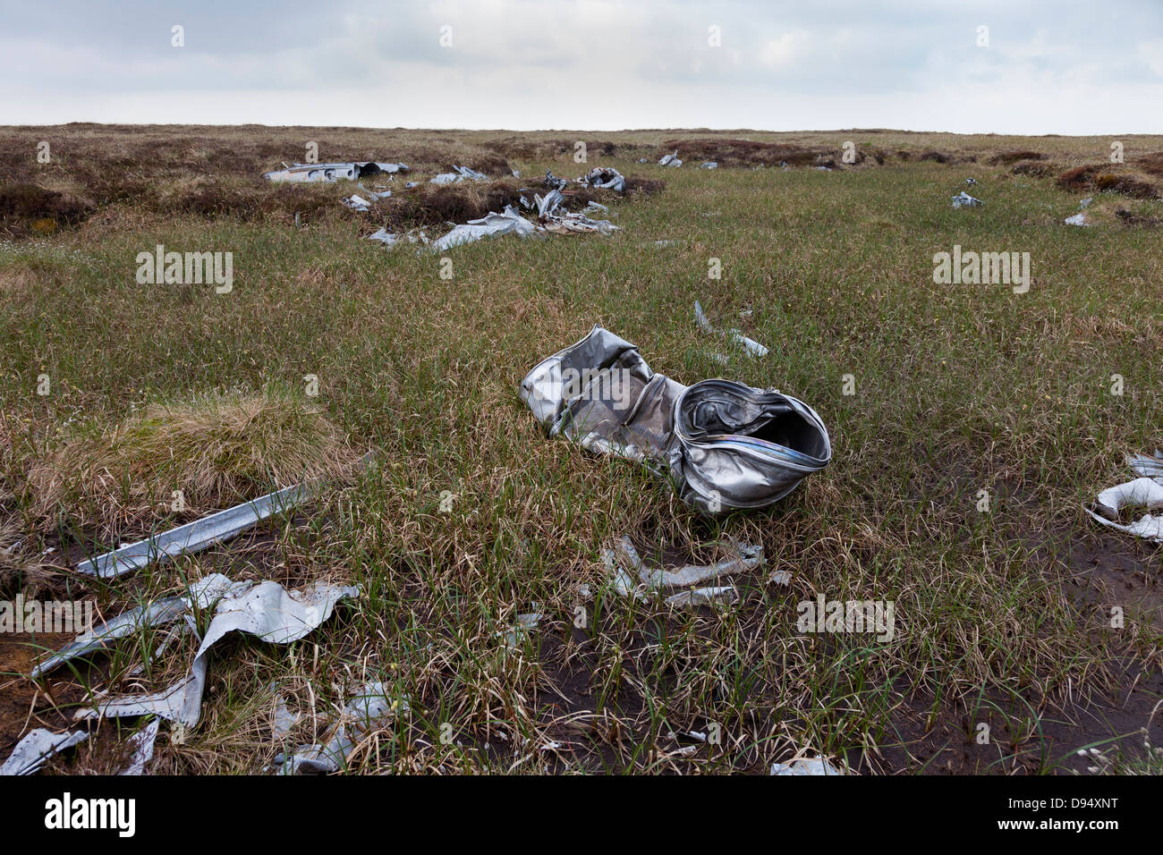 L'épave d'un avion à réaction Gloster Meteor qui s'écrasa sur Knock est tombé dans le North Pennines le 24 mars 1954 Banque D'Images