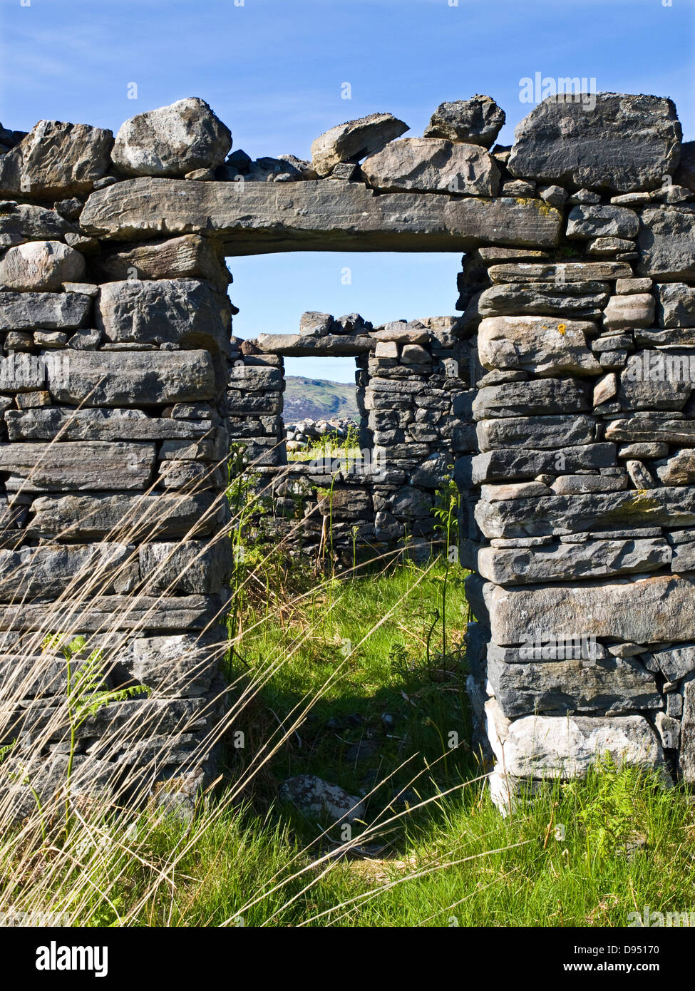 Ruiné Crofters cottage, de la côte ouest de l'Écosse Banque D'Images