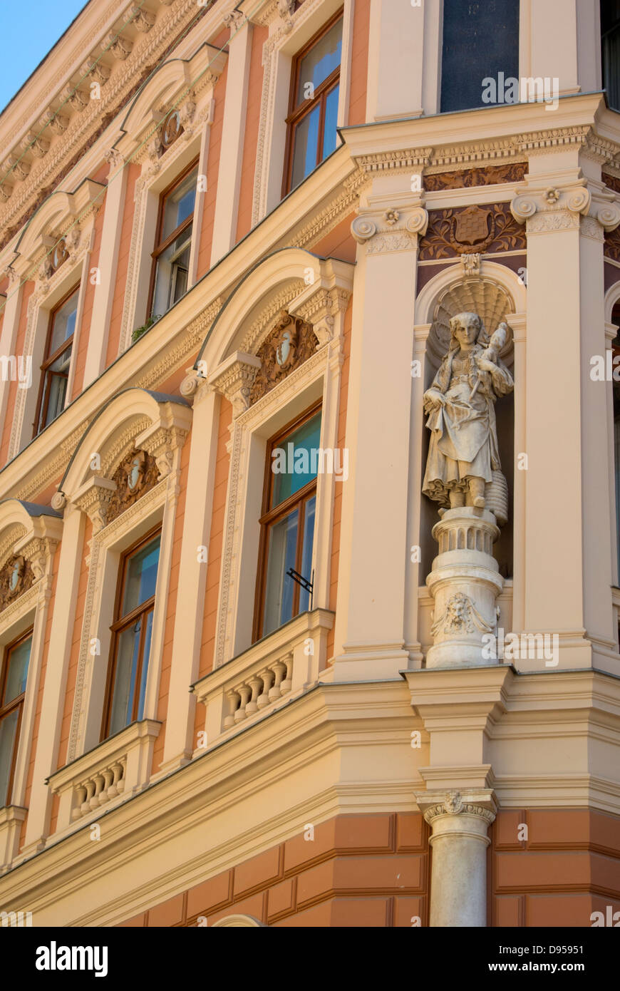Détail de la façade de l'immeuble, rue 81, Zagreb, Croatie Banque D'Images