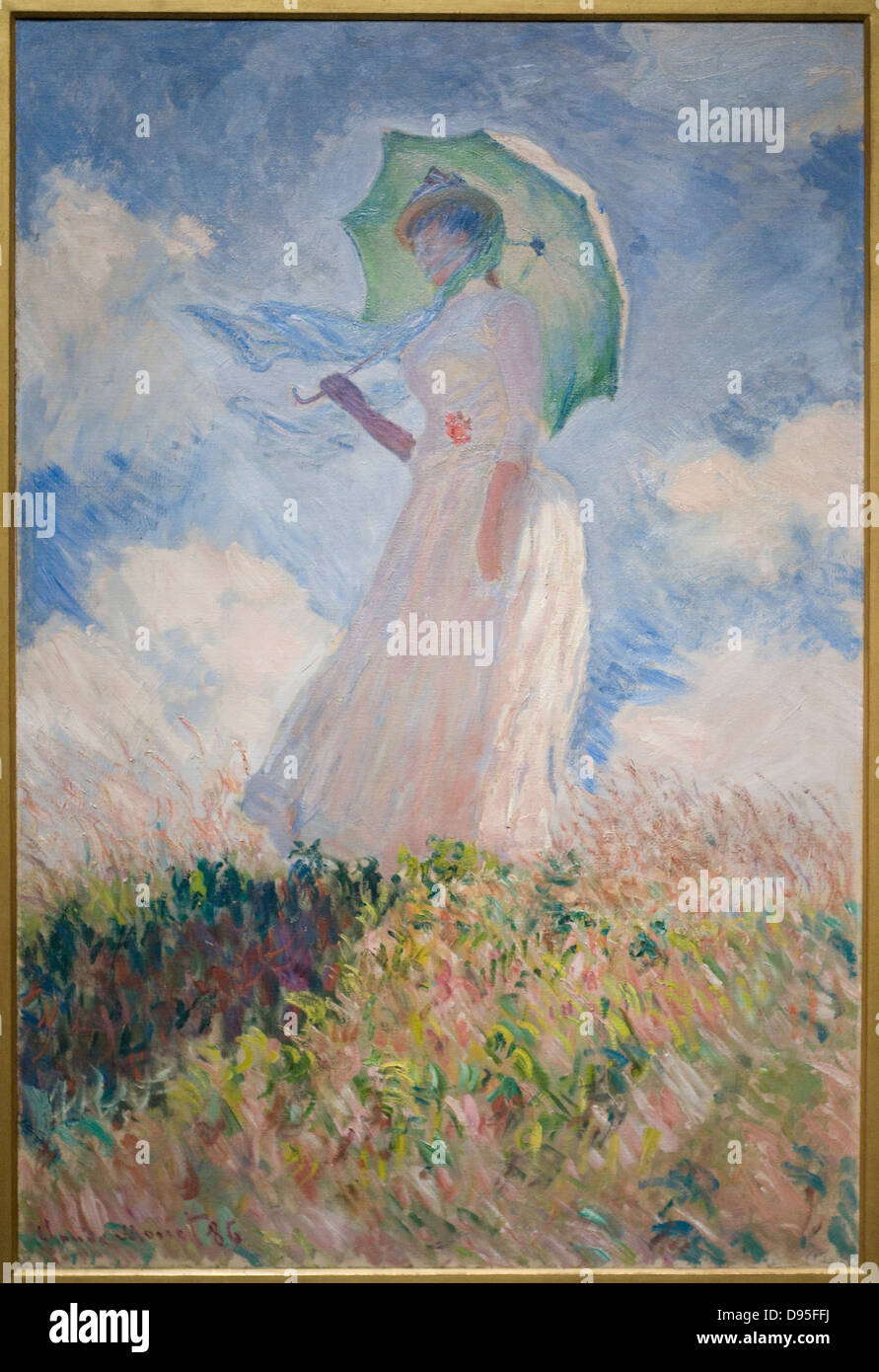 Claude Monet Essai de figure en plein air aka Femme à l'ombrelle tournéé vers la gauche - Figure de Test piscine aka femme avec un P Banque D'Images