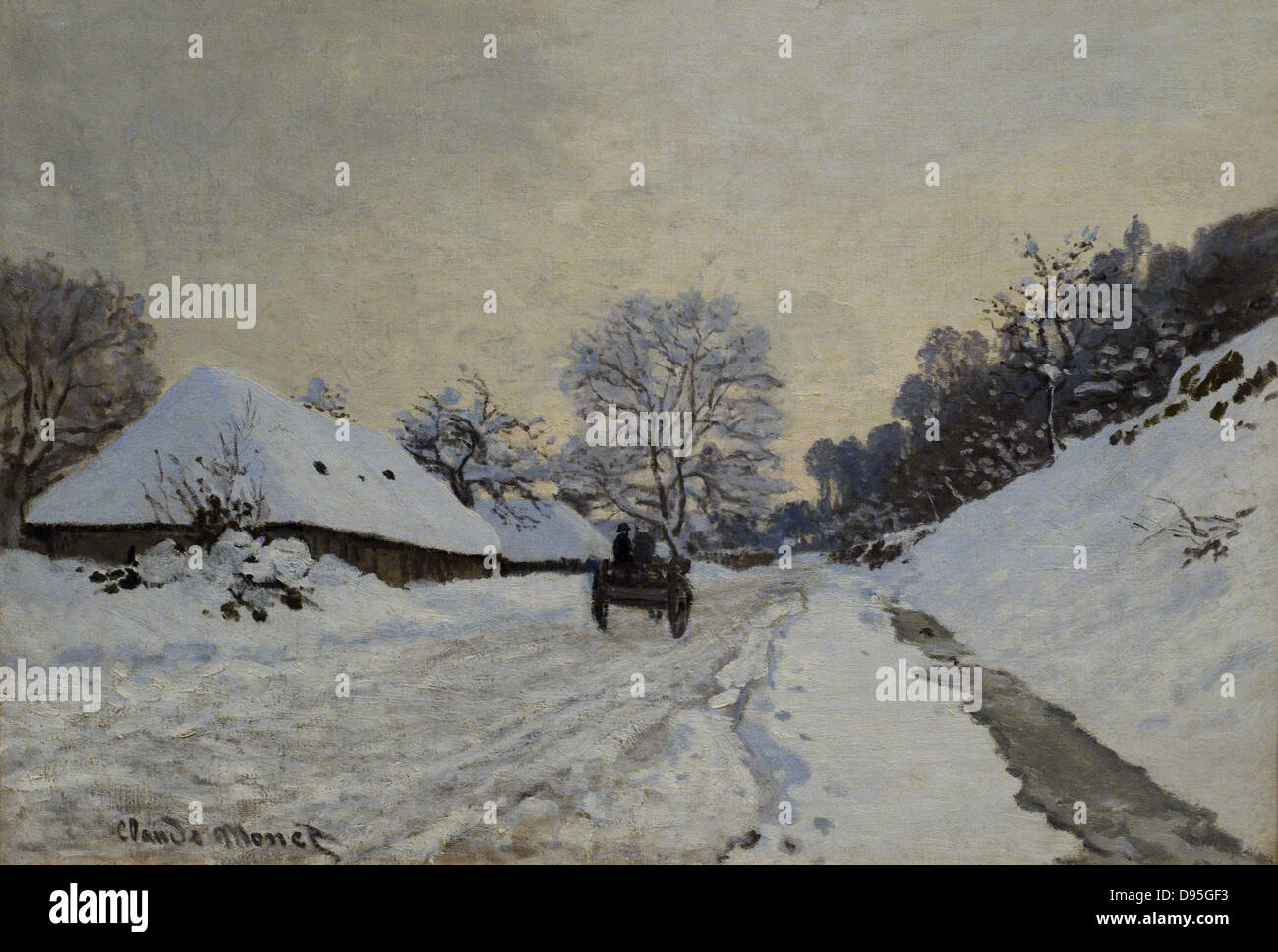 Claude Monet la charrette, route sous la neige à Honfleur le panier, la route sous la neige à Honfleu 1867 XIX ème siècle français Banque D'Images