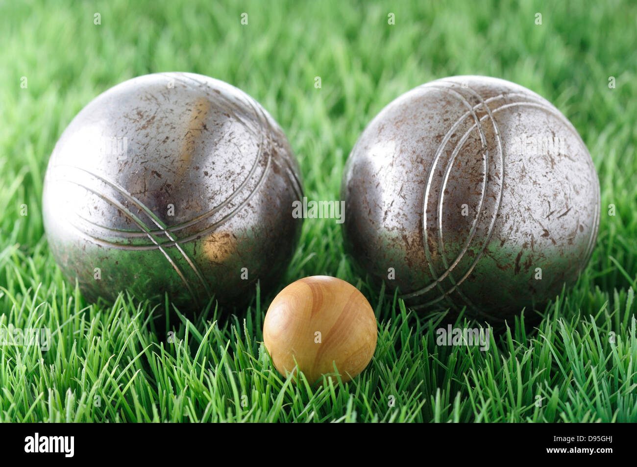 Close-up de boules sur gazon Banque D'Images