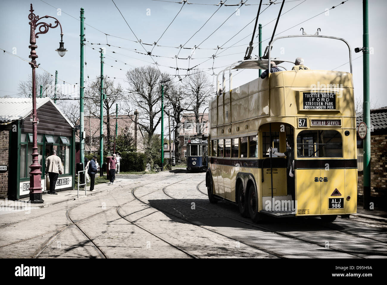 1935 Sunbeam ouverts et que les trolleybus de Bournemouth à l'East Anglia Transport Museum, Suffolk, UK. Banque D'Images