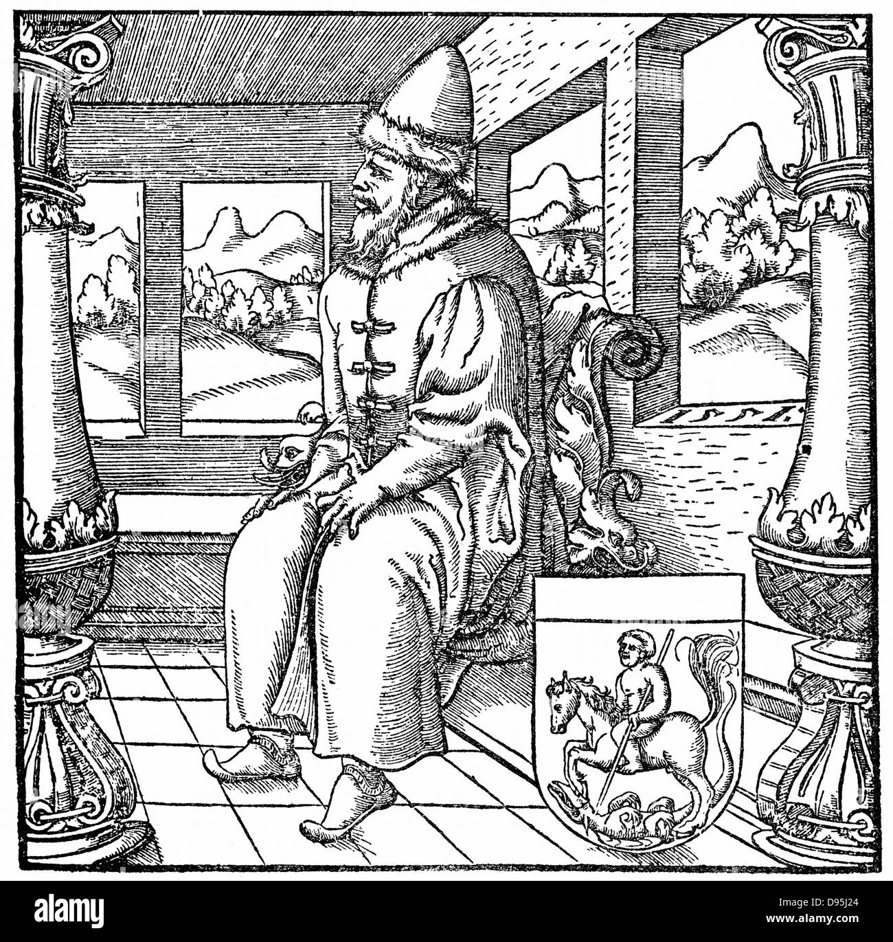 Ivan IV (Ivan le Terrible) 1530-1584.Tsar de Russie de 1533. A pris le pouvoir en 1547. Gravure sur bois. Banque D'Images