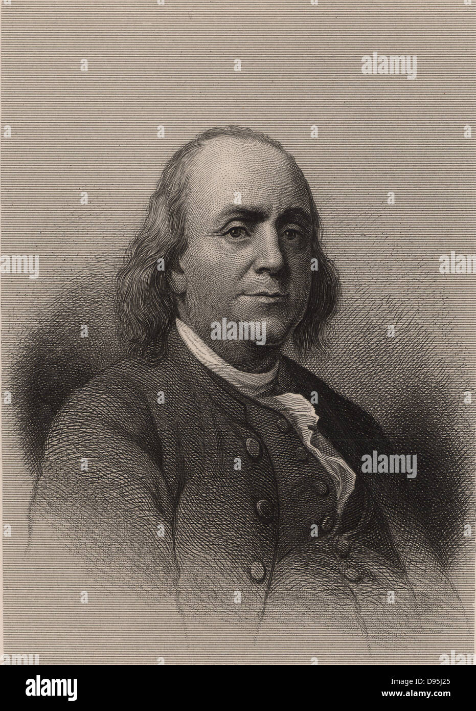 Benjamin Franklin (1706-1790), homme d'État américain, de l'imprimante et de scientifique. Gravure, 1896. Banque D'Images