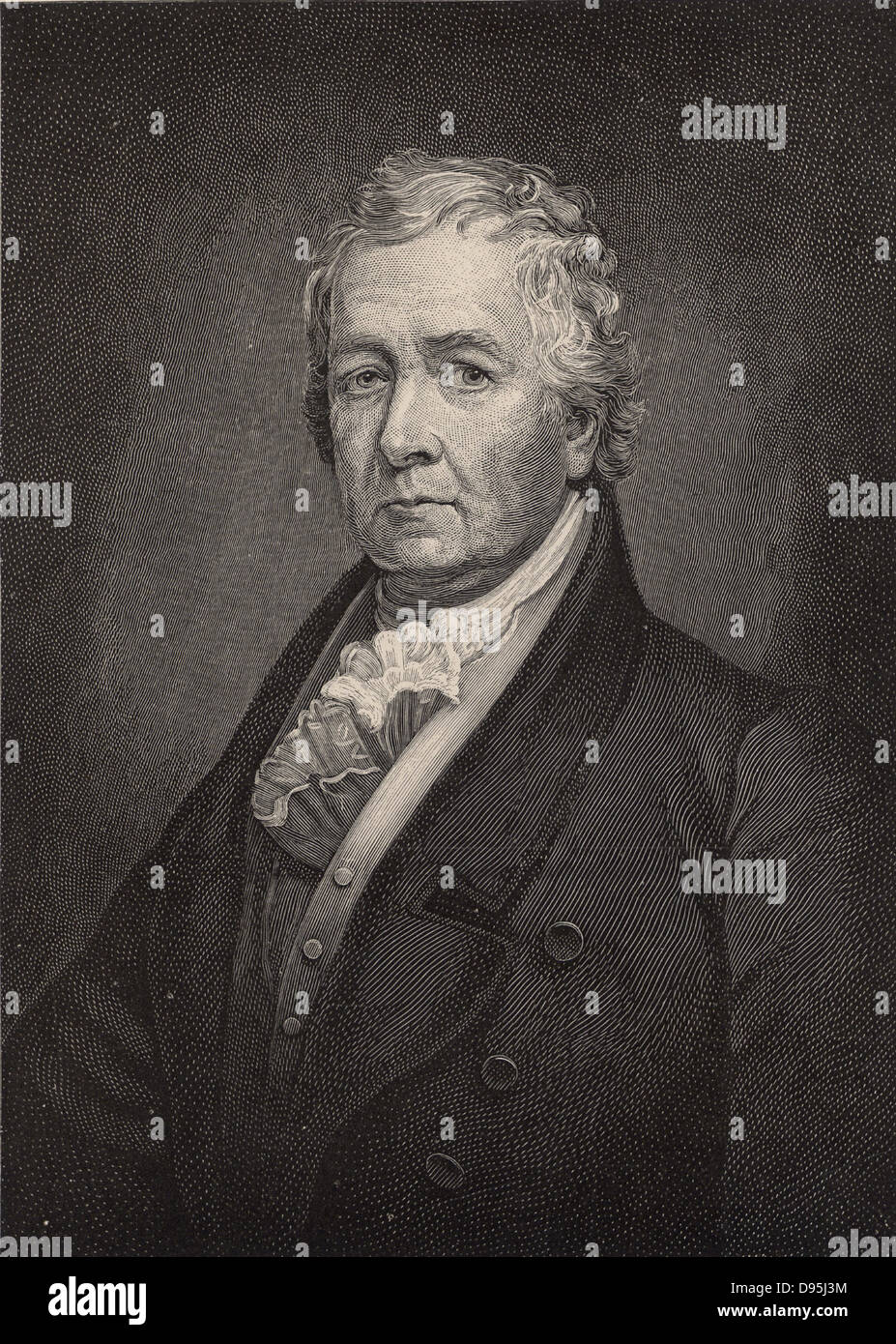 Samuel Latham Mitchill (1764-1831), scientifique américain, médecin et homme politique. En 1795, il a décrit les propriétés anesthésiantes de l'oxyde nitreux (gaz hilarant), cinq ans plus tôt que Humphry Davy. Gravure, 1896. Banque D'Images