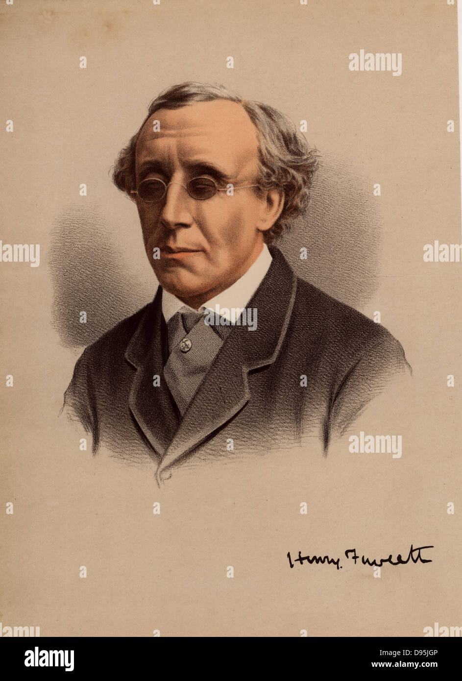 Henry Fawcett (1833-1884), homme politique et économiste français, né à Salisbury, Wiltshire. Maître-général (1880-1884), il a présenté le colis postal en 1882. Aveuglé dans un accident de tir en 1858. À partir de 'Le National Portrait Gallery" (Londres, c1880). Banque D'Images