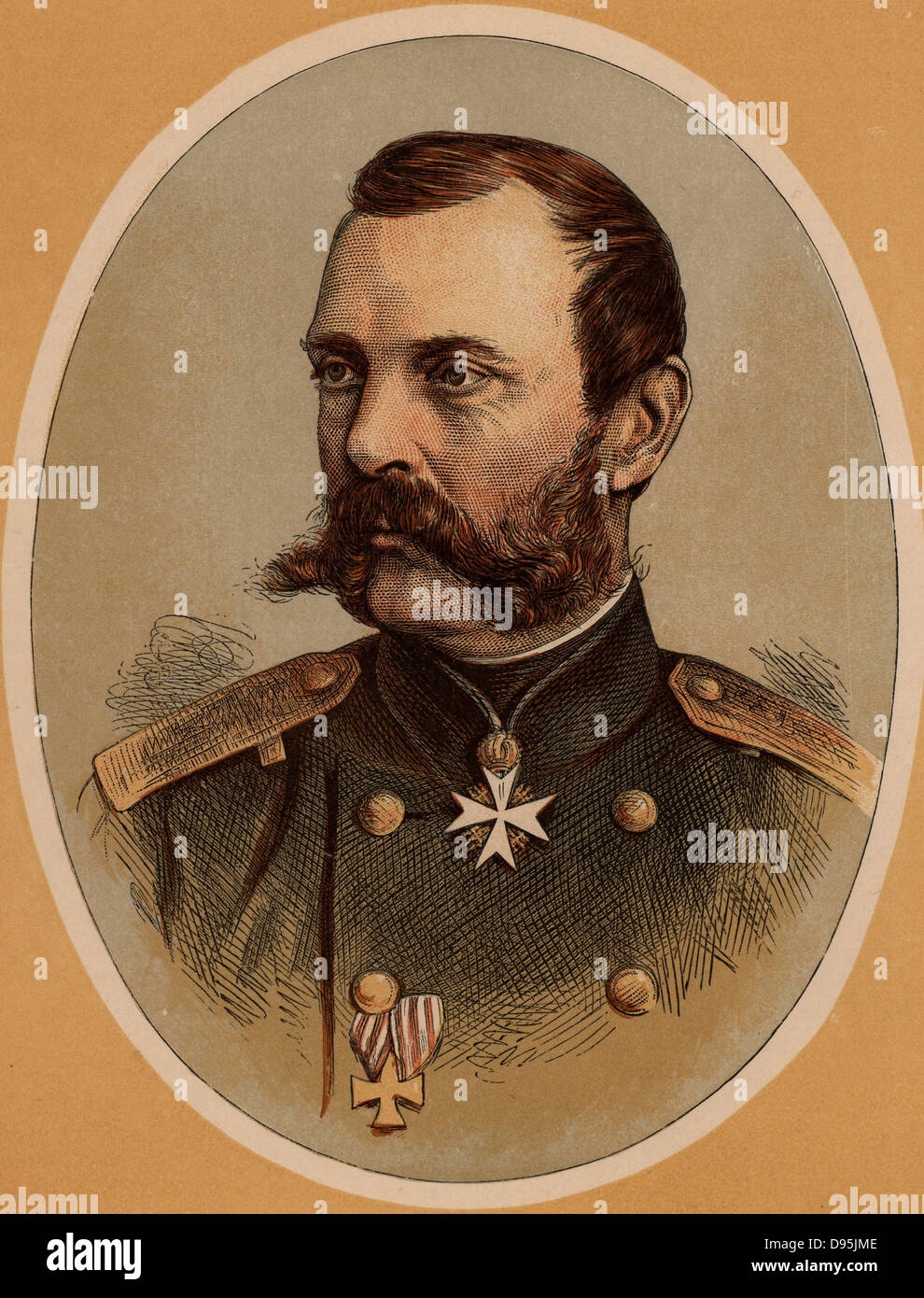 Alexandre II (1818-1881), Tsar de Russie de 1855. Connu comme 'le libérateur', il a émancipé les serfs en 1861. Assassiné à St Petersbourg. Imprimé en couleur de la gravure sur bois. Banque D'Images