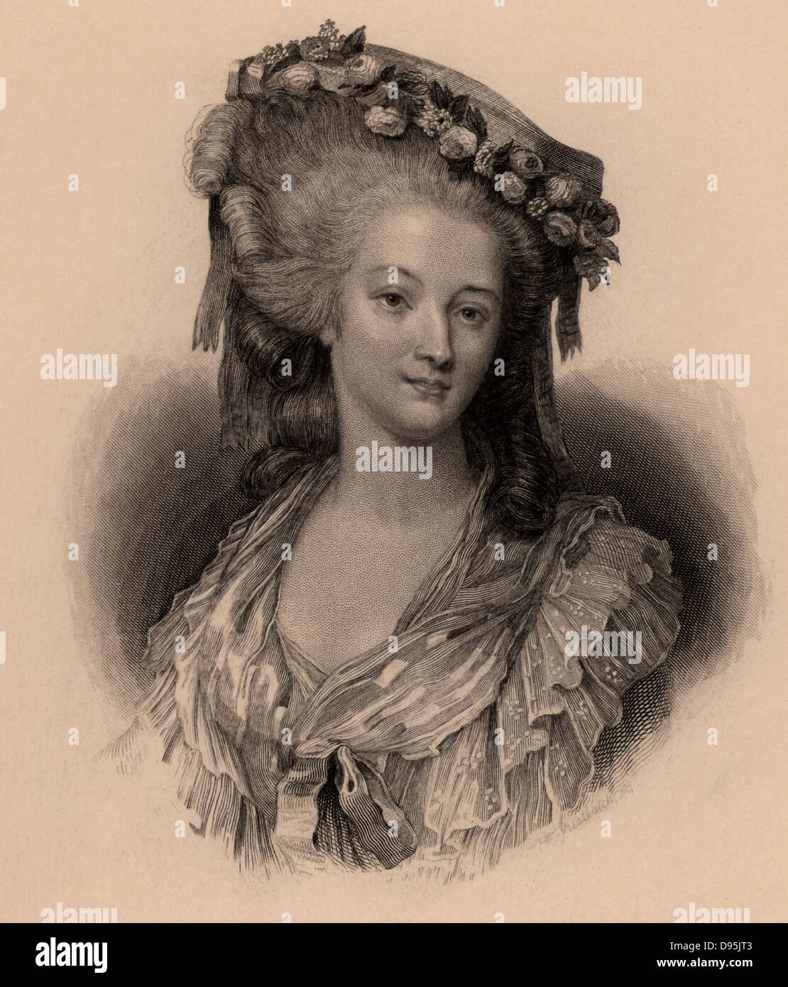 Marie Thérèse Louise, princesse de Lamballe (1749-92) aristocrate français marié à Louis de Bourbon. Un ami de Marie-Antoinette, elle a refusé de prêter serment de la détestation de la monarchie et a été assassiné par des émeutiers comme elle a quitté d'audience. La gravure. Banque D'Images