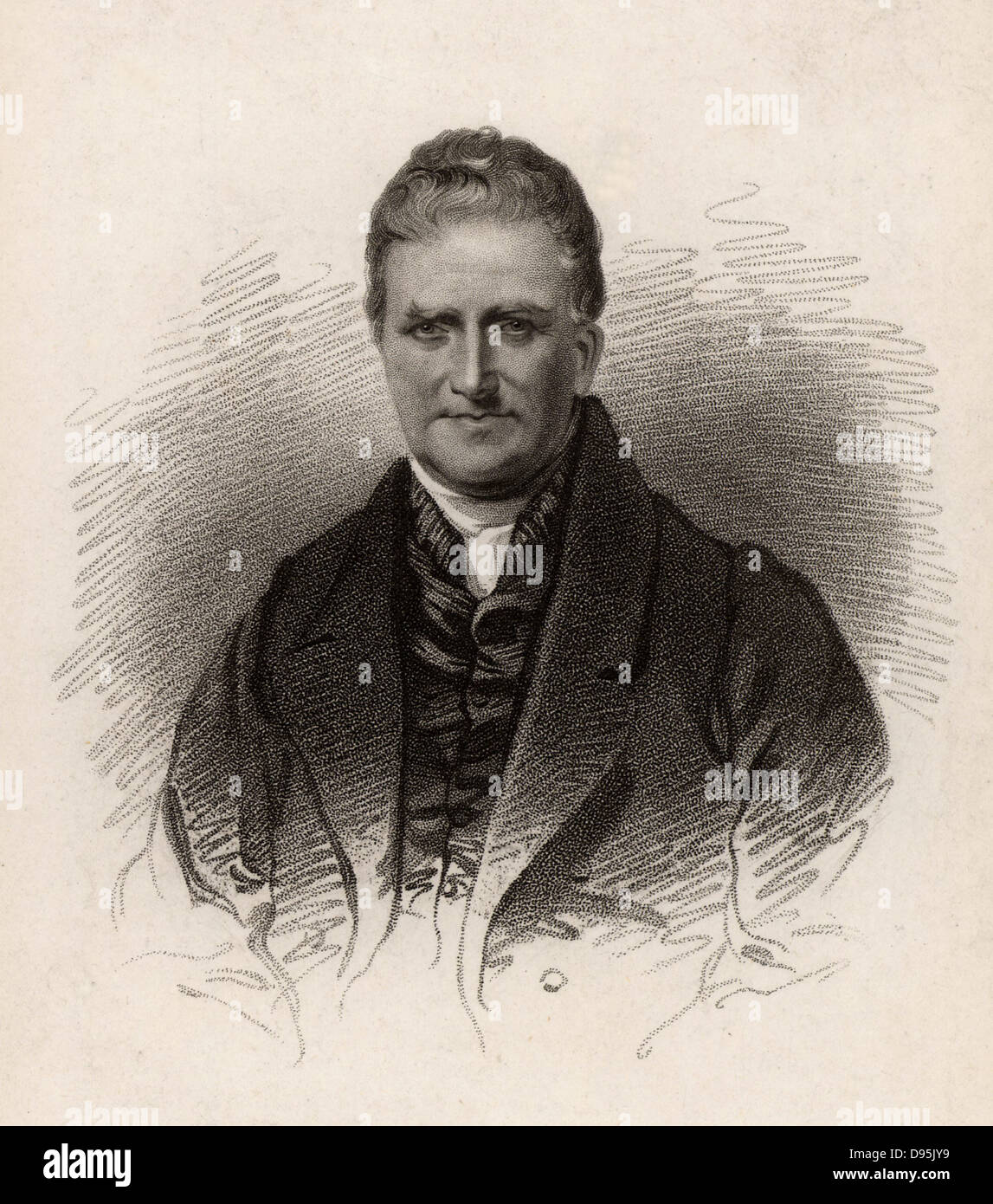 Isaac Taylor (1787-1865) écrivain anglais, artiste, inventeur et non-conformiste ministre qui s'installe à Ongar, Essex en 1811. L'un de la famille élargie de l'artiste, graveurs et écrivains connu sous le nom de Taylor de Ongar. Gravure, 1832. Banque D'Images