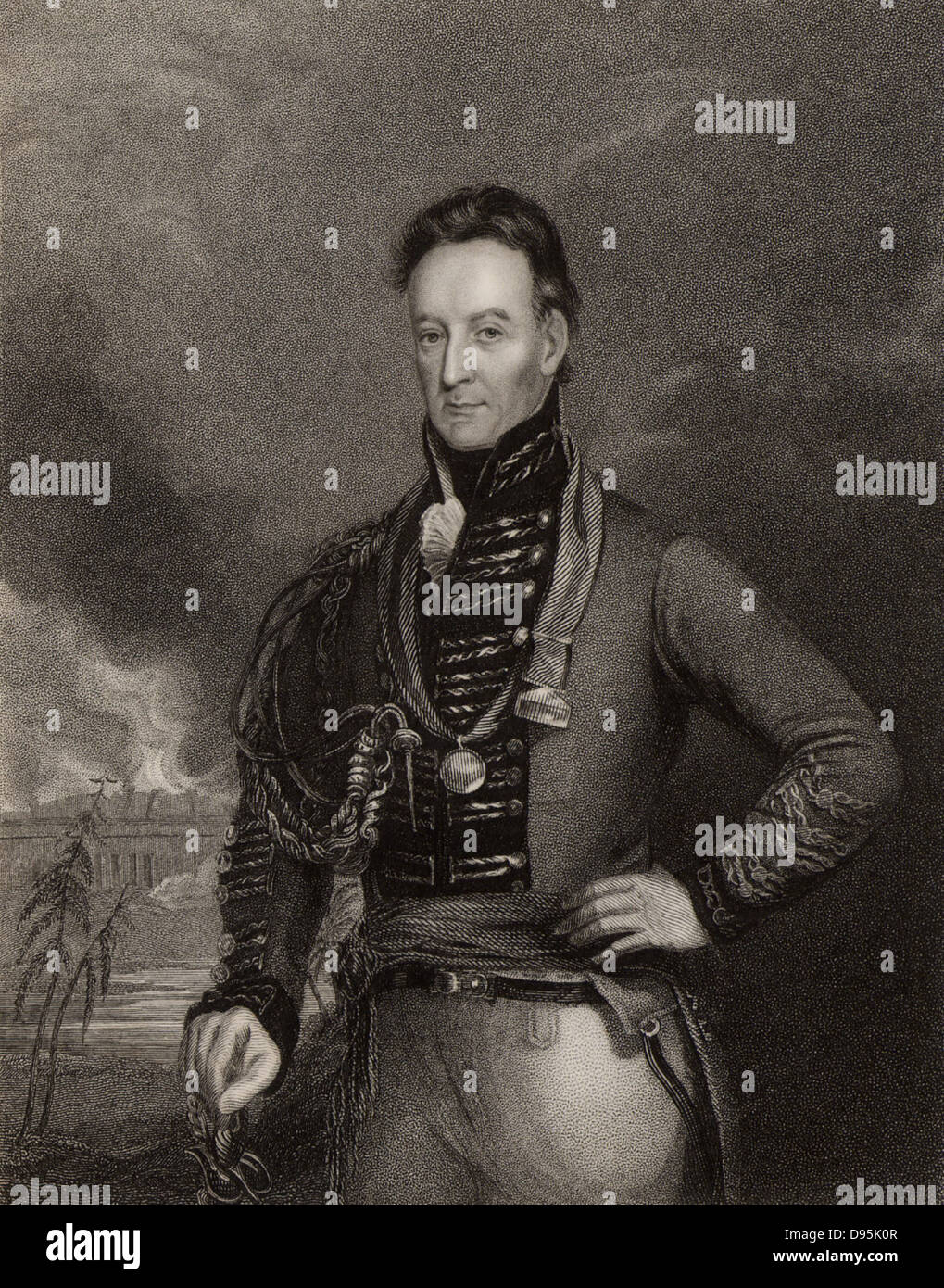 Le major-général Charles Shipley (1755-1815) soldat britannique. Servi principalement dans les Antilles. Gouverneur de la Grenade de 1813 à 1815. Gravure de portrait par Eckstein Banque D'Images