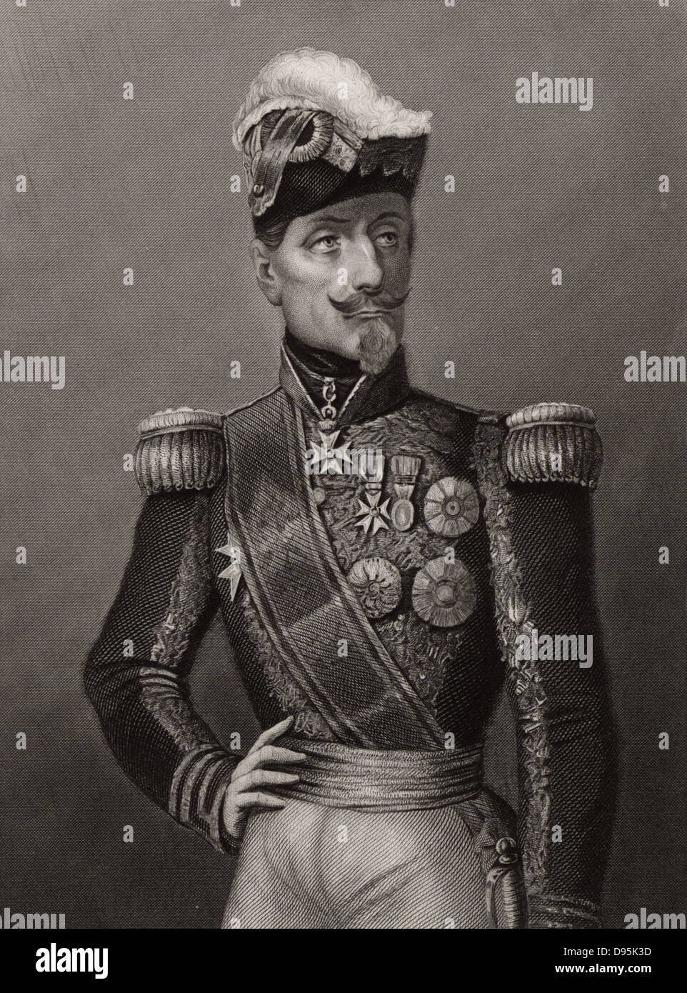 Jacques Le Roy de Saint Arnaud (1796-1854) commandant de l'armée française. Ministre de la guerre à Napoléon III (1851-1854), Maréchal de France ; que les forces françaises pendant la guerre russo-turque (Crimée). Il est mort sur le chemin de la maison après la bataille d'Alma. La gravure. Banque D'Images