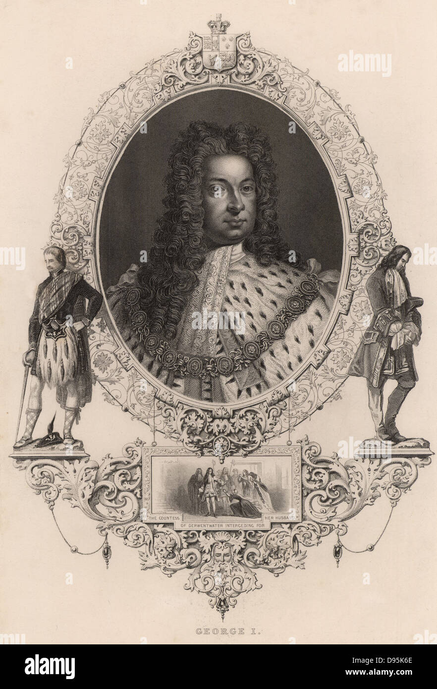 George 1 (1660-1727) : Roi de Grande-Bretagne et d'Irlande de 1714. Électeur de Hanovre à partir de 1698. La gravure. Banque D'Images