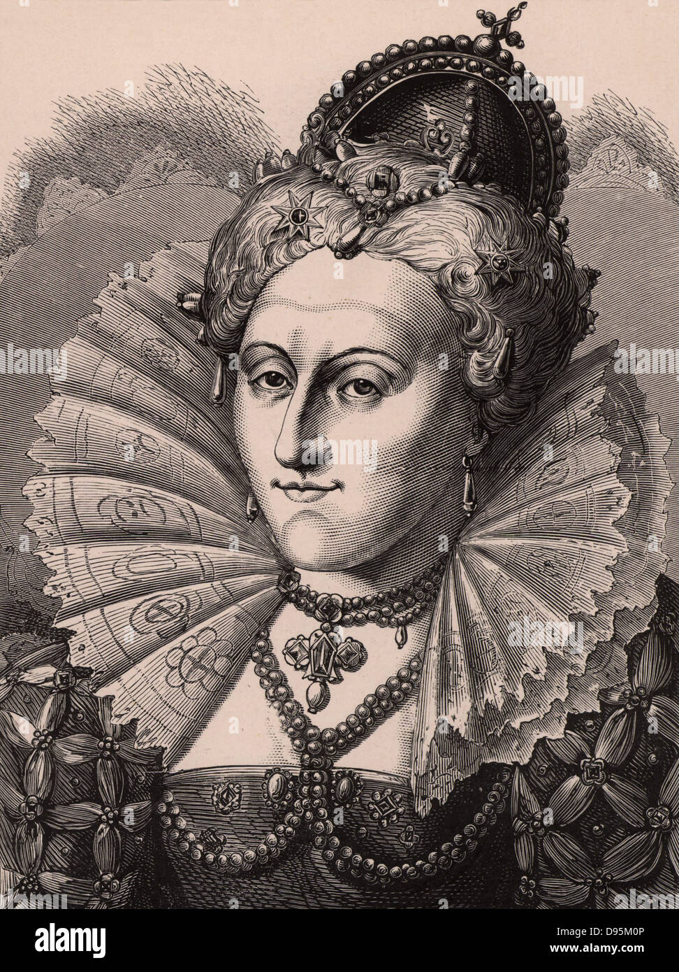 Elizabeth I) Maalouf (reine d'Angleterre à partir de 1558. Fille de Henry VIII et Anne Boleyn, elle était la dernière Tudor. La gravure sur bois c1900. Banque D'Images