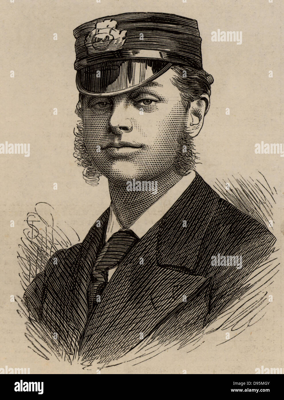 Le Lieutenant RH Archer, officier de marine sur le HMS Discovery au cours de l'expédition arctique britannique de 1875, dirigée par George Strong Nares. Gravure de 1875. Banque D'Images