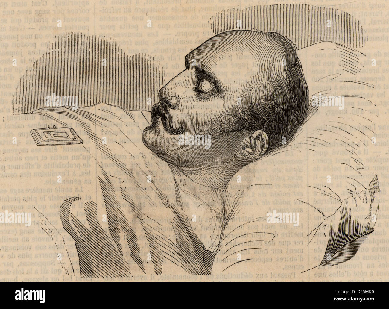 Nicolas I (1796-1855) Empereur (TSAR) de la Russie à partir de 1825. Nicholas sur son lit de mort. La gravure sur bois à partir de la ''illustration" (Paris, 1855). Banque D'Images