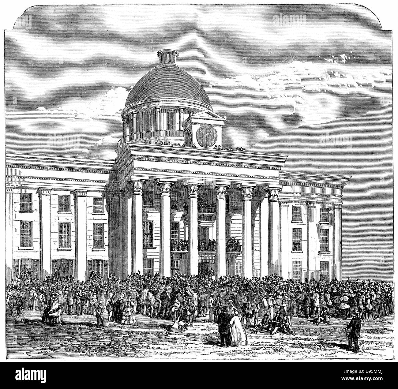 Inauguration de Jefferson Davis (1808-1889) en tant que président de la Confédération (sud) membres, Montgomery, Alabama, 1861. La gravure sur bois Banque D'Images