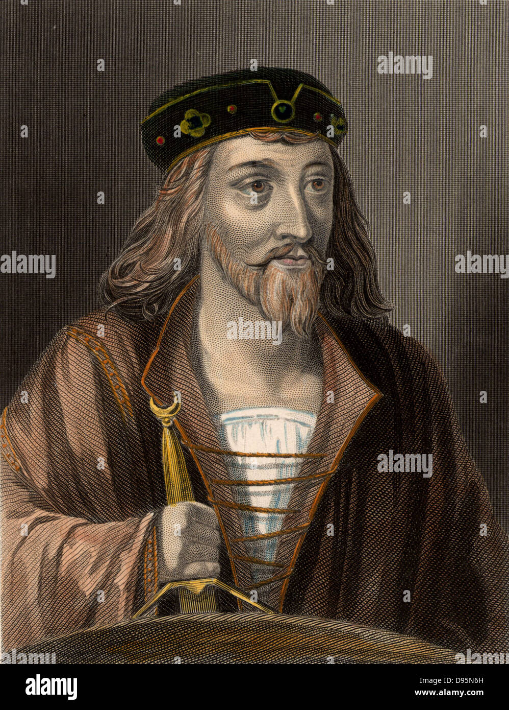 James I (1394-1437) Roi d'Écosse de 1424 jusqu'assassiné en 1437. 19ème siècle gravure colorés à la main. Banque D'Images