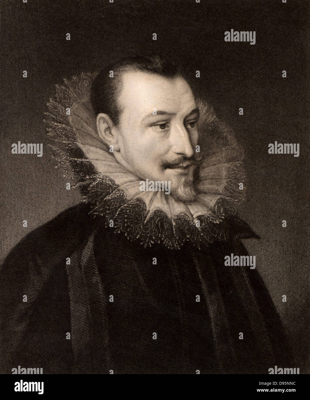 Edmund Spenser (1552 ?-1599), poète élisabéthain anglais. Gravure tirée de "la galerie de portraits' Vol. IV, par Charles Knight (Londres, 1835). Banque D'Images