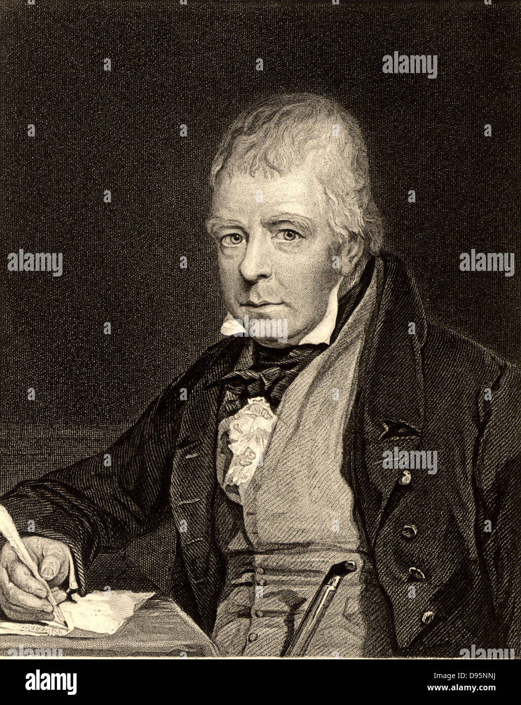 Walter Scott (1771-1832) poète et auteur écossais. Surtout connu pour ses romans Waverley historique. Après la gravure portrait par John Prescott Knight (1803-1881) de 'Grands Hommes' (Londres, c1870). Banque D'Images