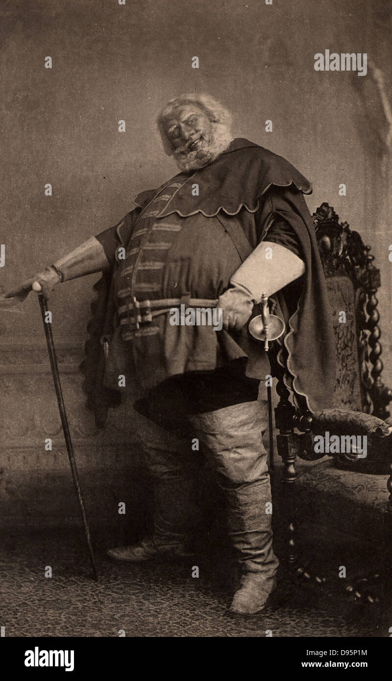 Herbert Beerbohm Tree (1853-1917) l'acteur anglais-manager. Fondateur de la Royal Academy of Dramatic Art (RADA). Ici en 1896 comme Falstaff dans 'Henry VI', Partie I. par William Shakespeare. Photogravure. Banque D'Images