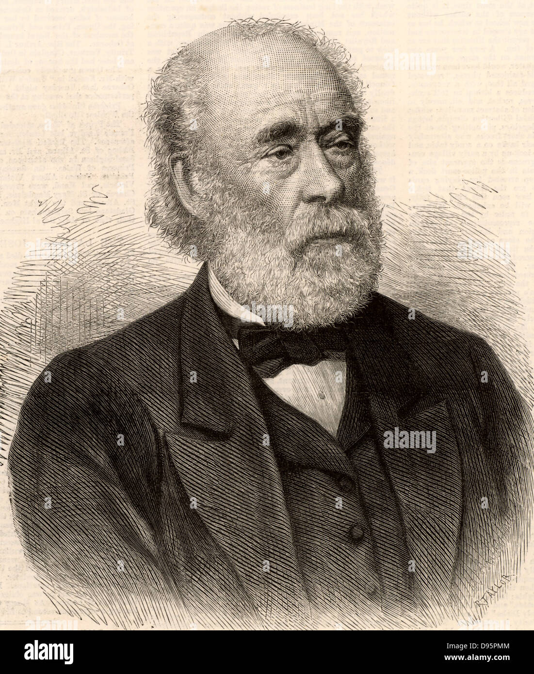 Joseph Whitworth (1803-1887) ingénieur britannique, inventeur et entrepreneur. En 1841, il a présenté un modèle d'un système de vis qui est devenu le standard britannique. Gravure tirée de 'l'Illustrated London News' (Londres, 5 février 1887). Banque D'Images