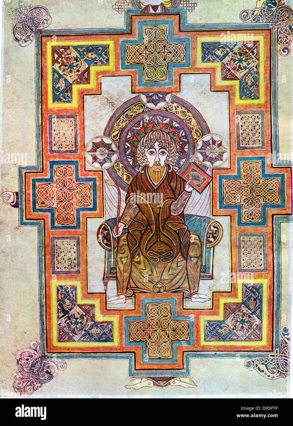 Portrait de Saint John. "Livre de Kells", 6e siècle manuscrit des quatre évangiles Banque D'Images